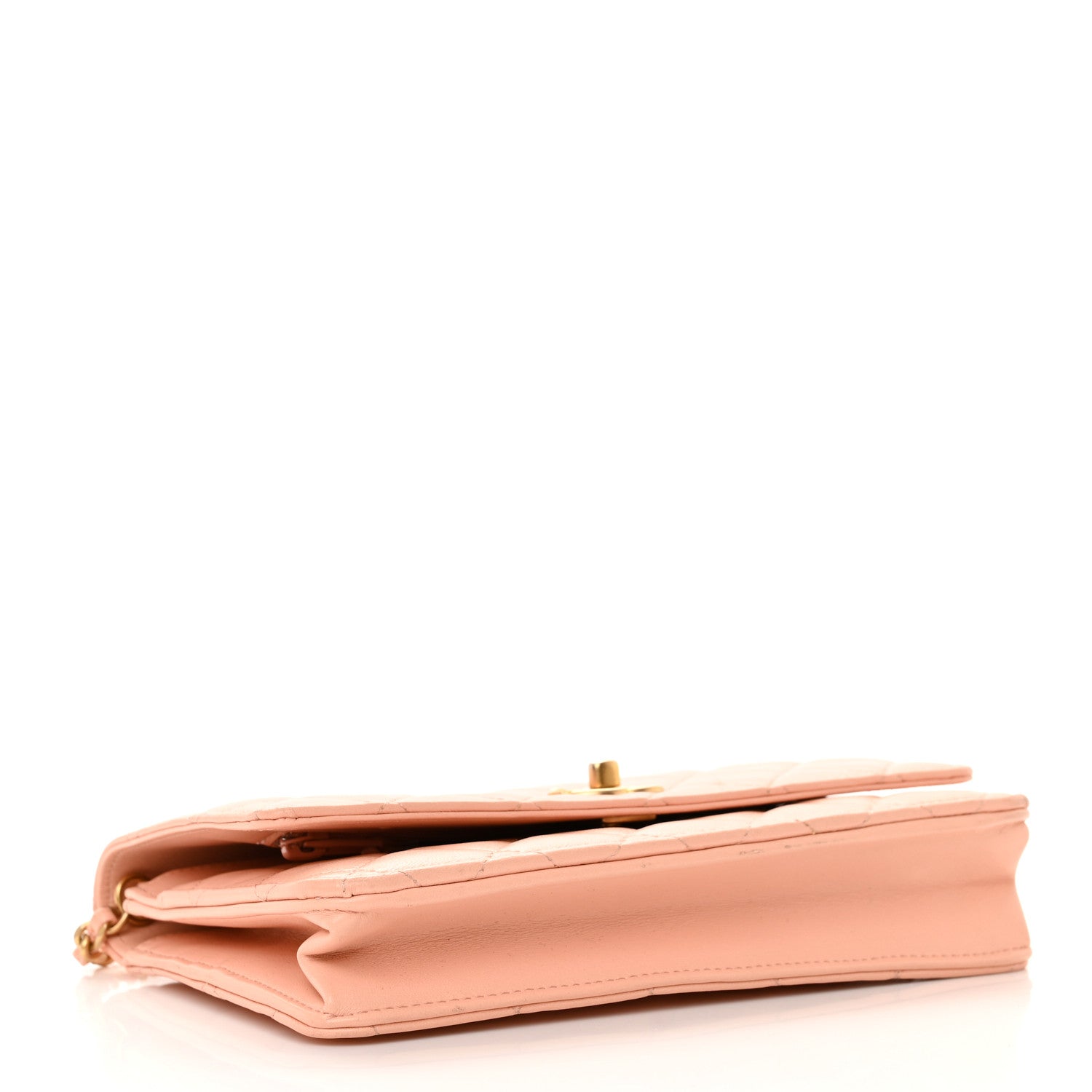 Chanel Lambskin Quilted Pearl Crush Wallet on Chain WOC Light Orange 4 of 11