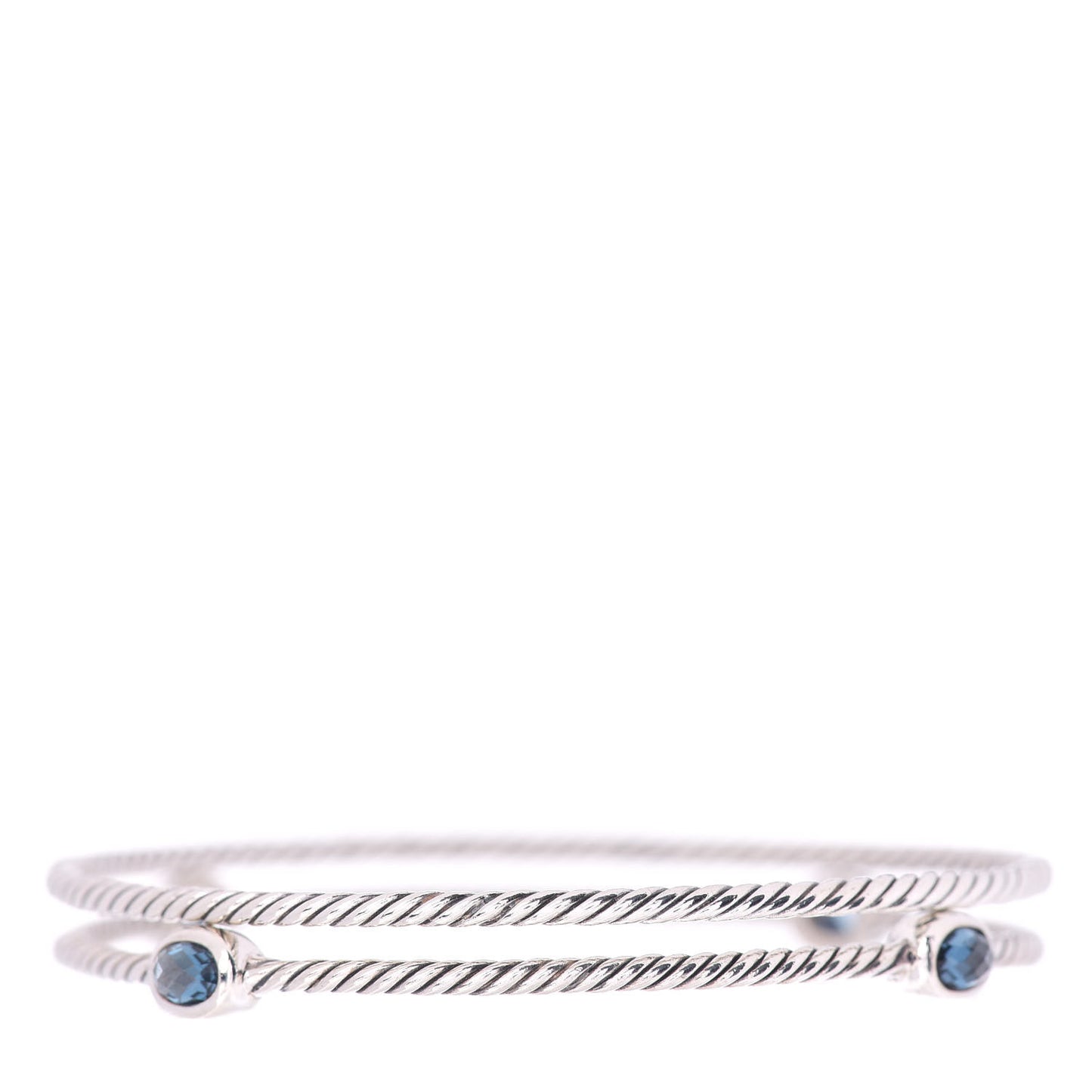 Sterling Silver Hampton Blue Topaz Color Classics Bangle Bracelet Set of 2