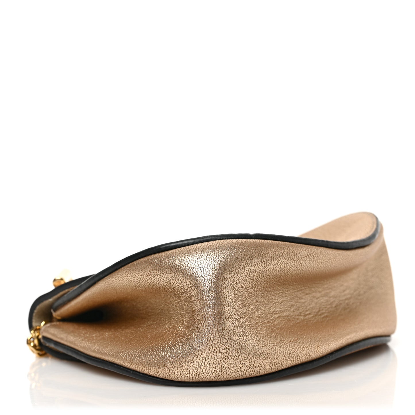 Metallic Grained Goatskin Nano Drew Shoulder Bag Abstract Gold