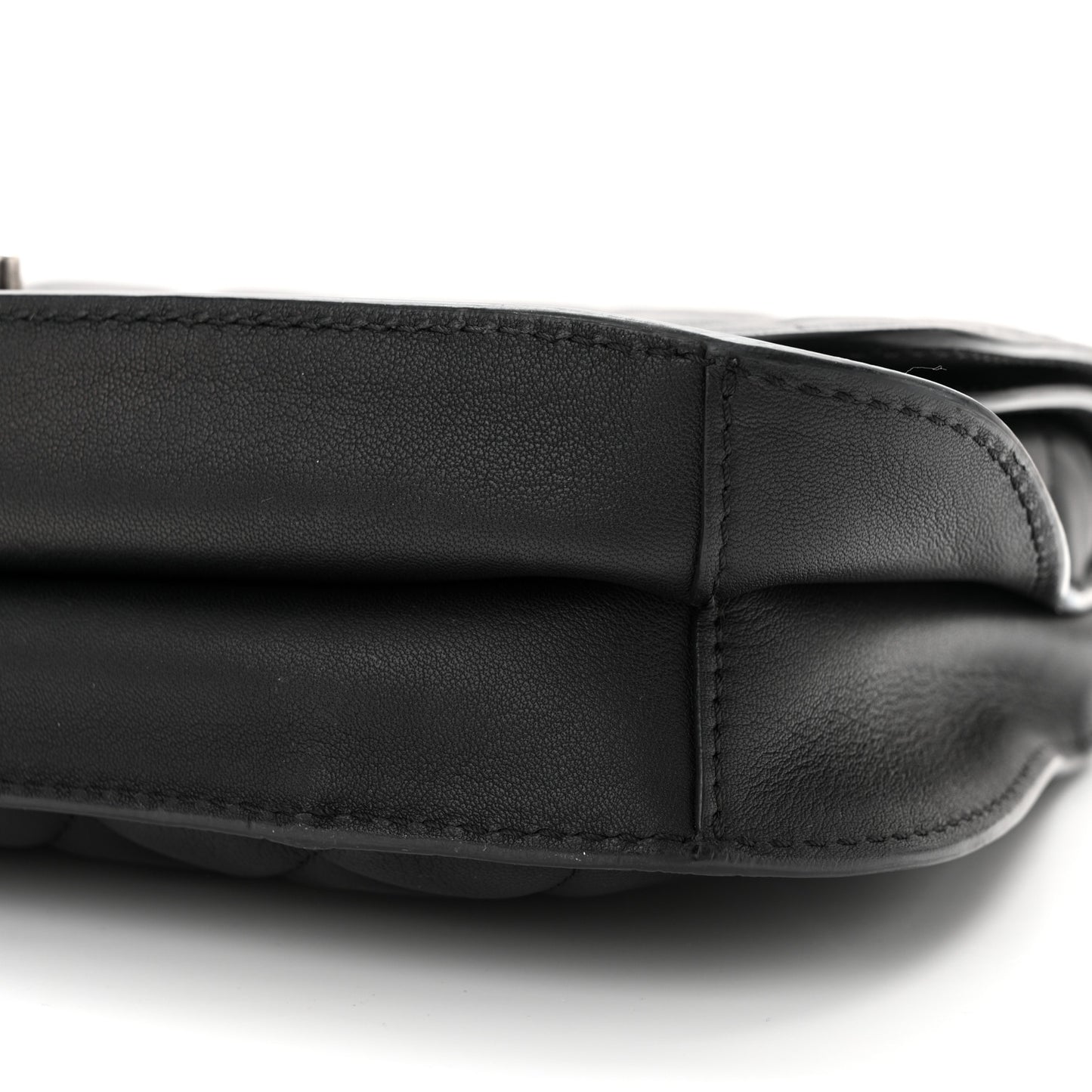 Lambskin Quilted Large Natural CC Flap Black