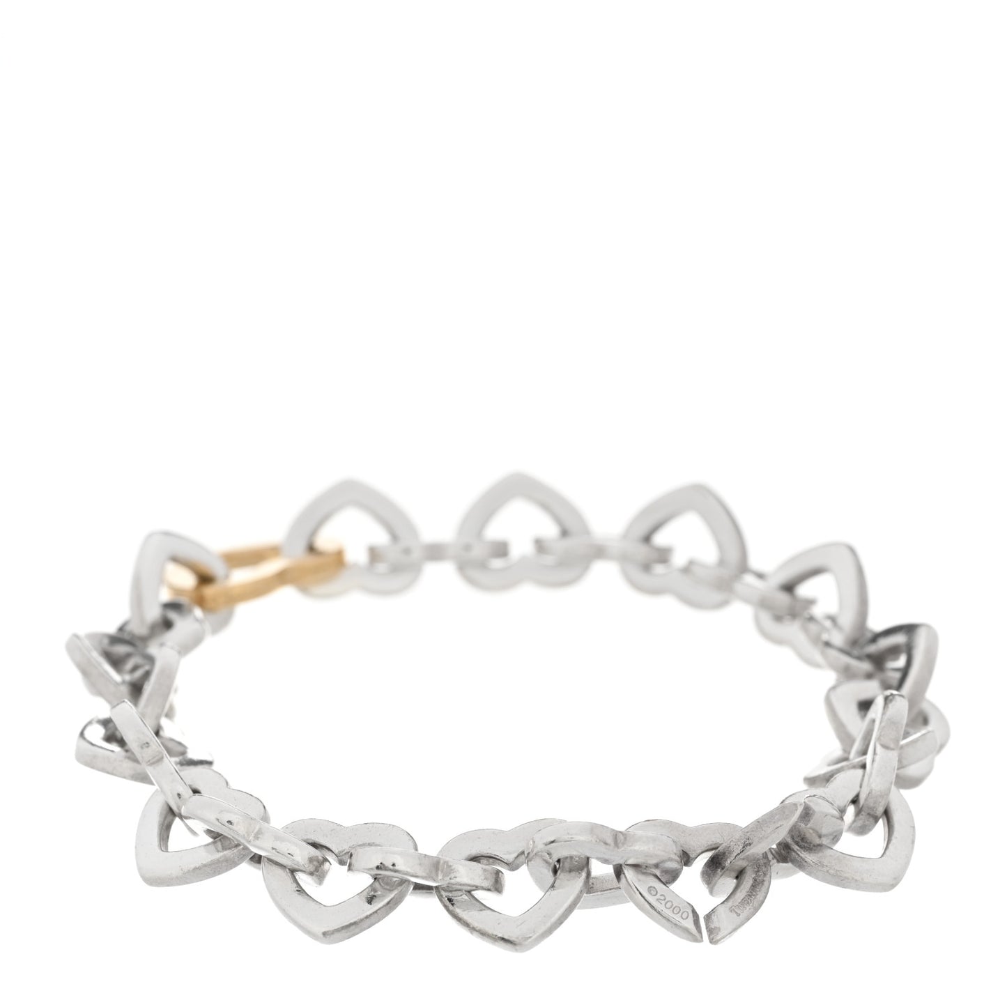 Sterling Silver 18K Yellow Gold Heart Links Bracelet