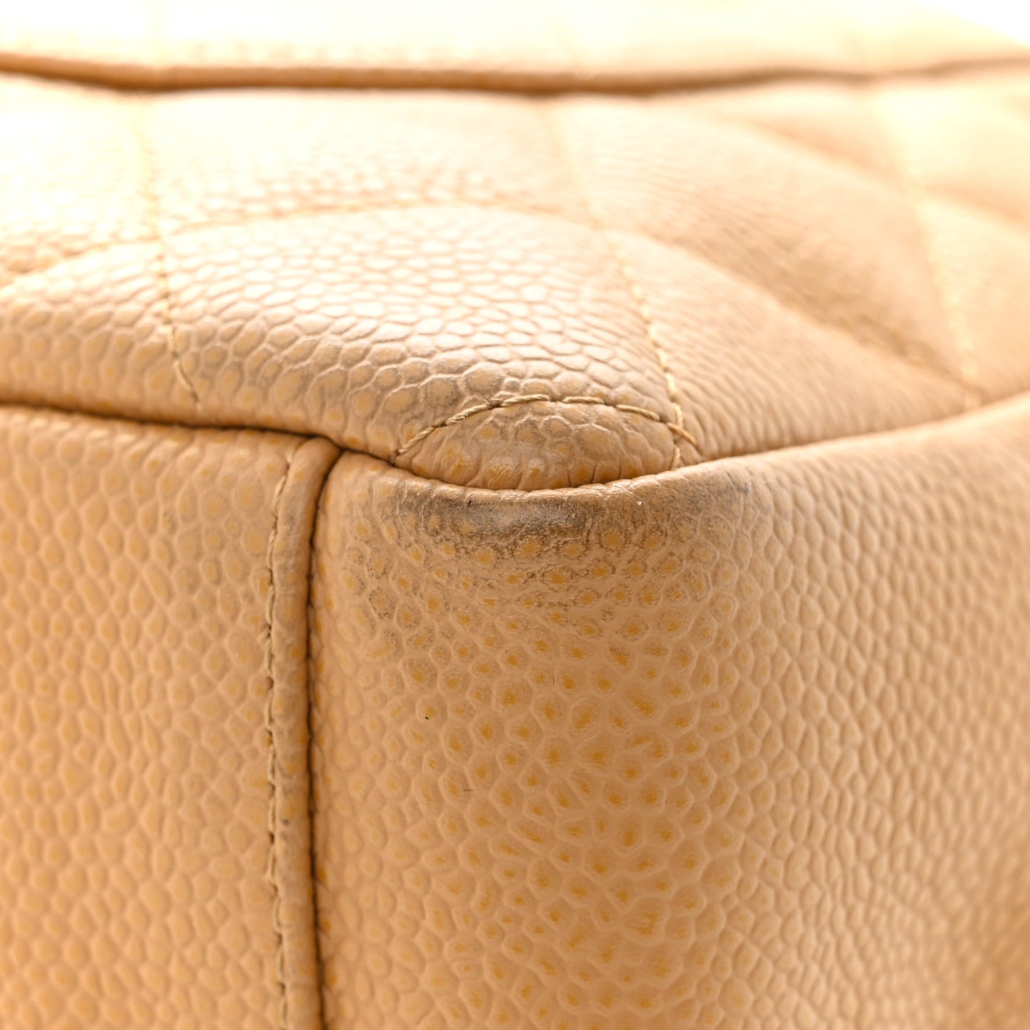 Caviar Quilted Petit Shopping Tote PST Dark Beige