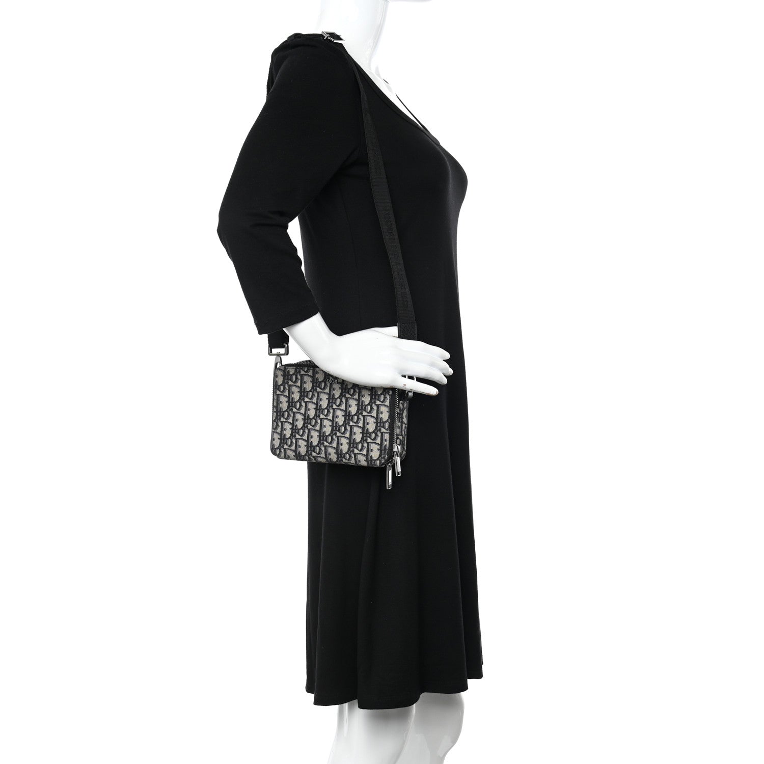 Christian Dior Oblique Pouch Beige Black 2 of 10