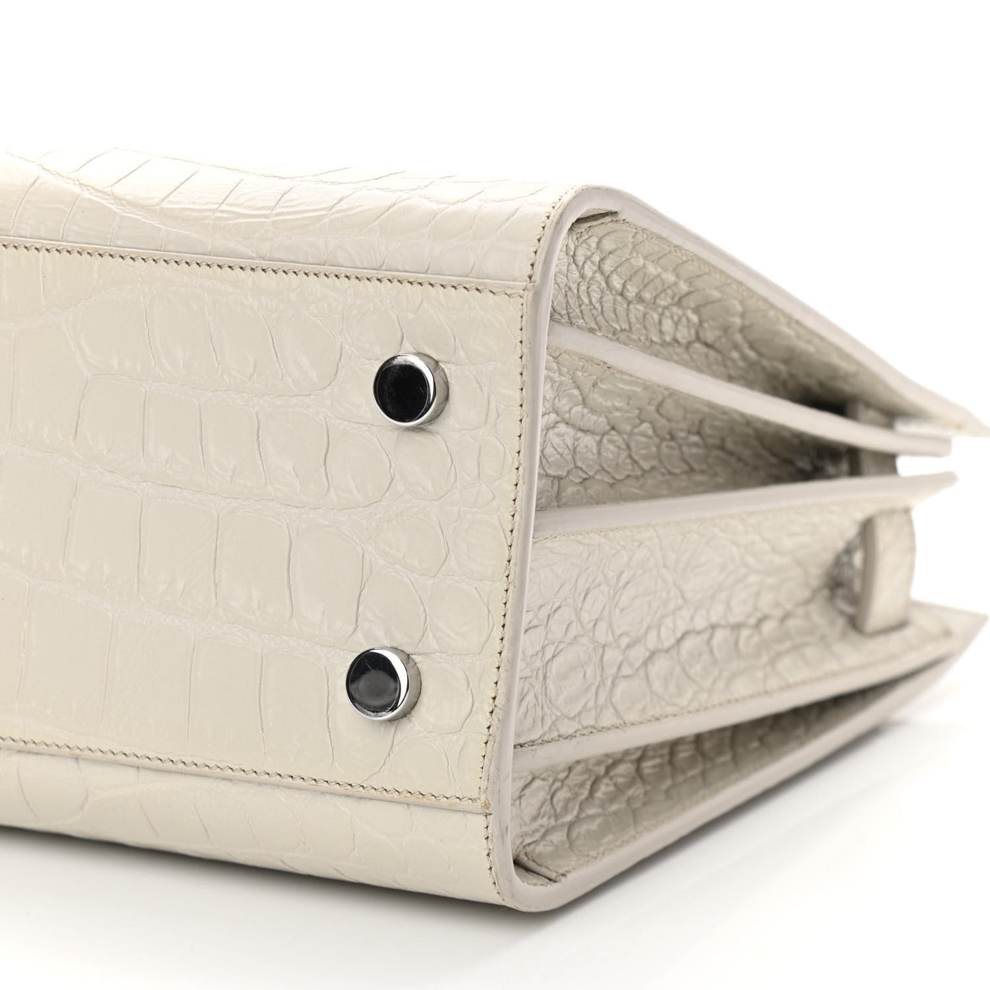 Calfskin Crocodile Embossed Baby Sac De Jour Gris Perle