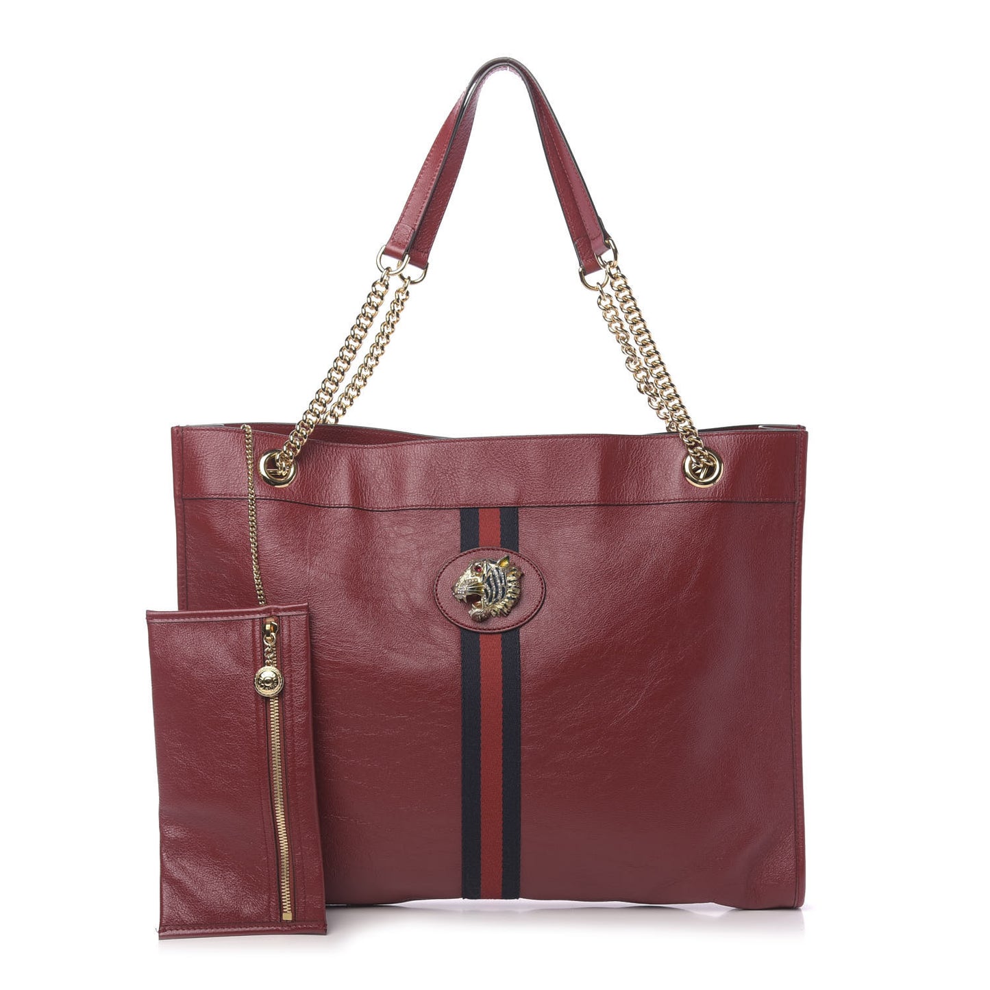 Calfskin Large Rajah Chain Tote Romantic Cherry