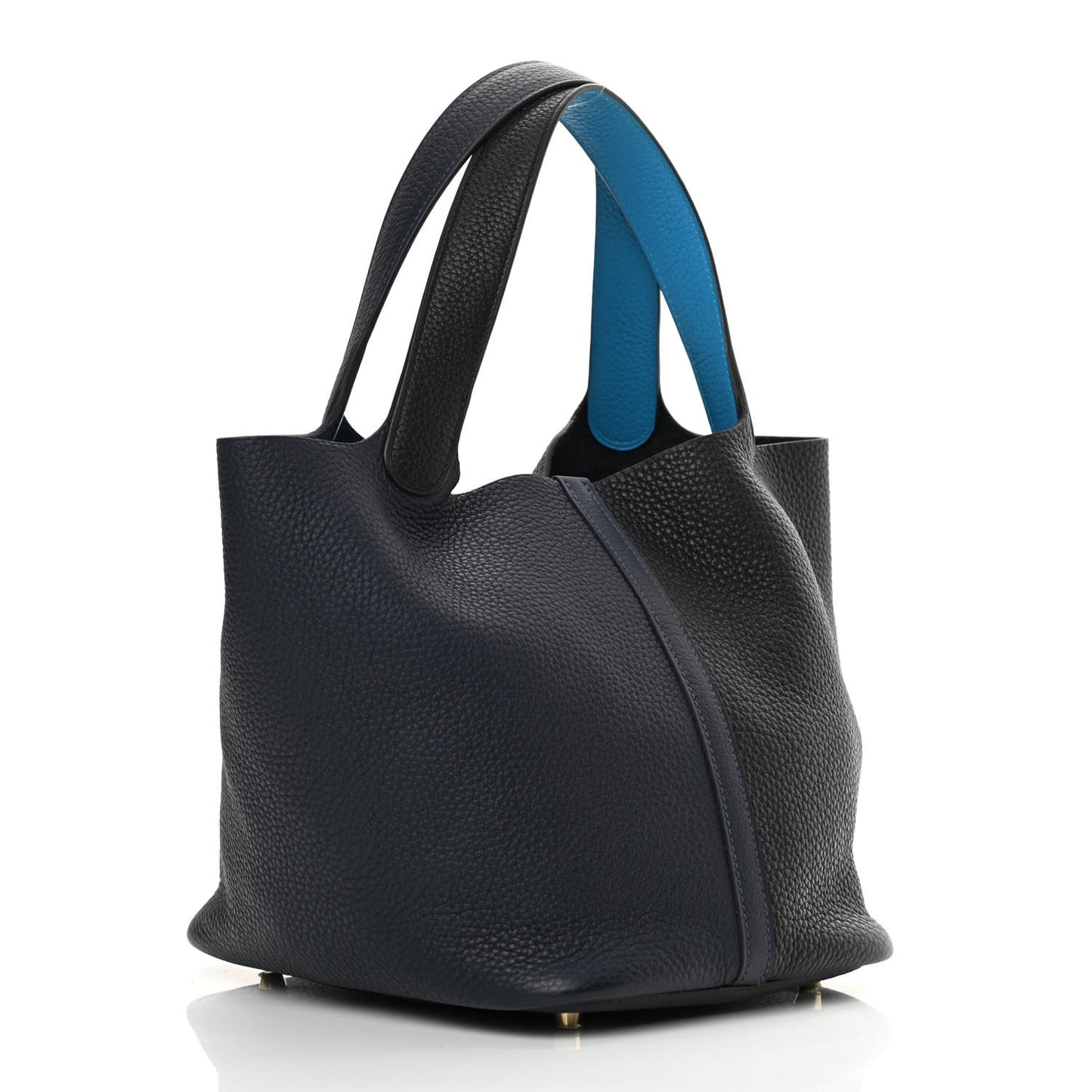 Taurillon Clemence Casaque Picotin Lock 22 MM Bleu Nuit Black Blue Frida