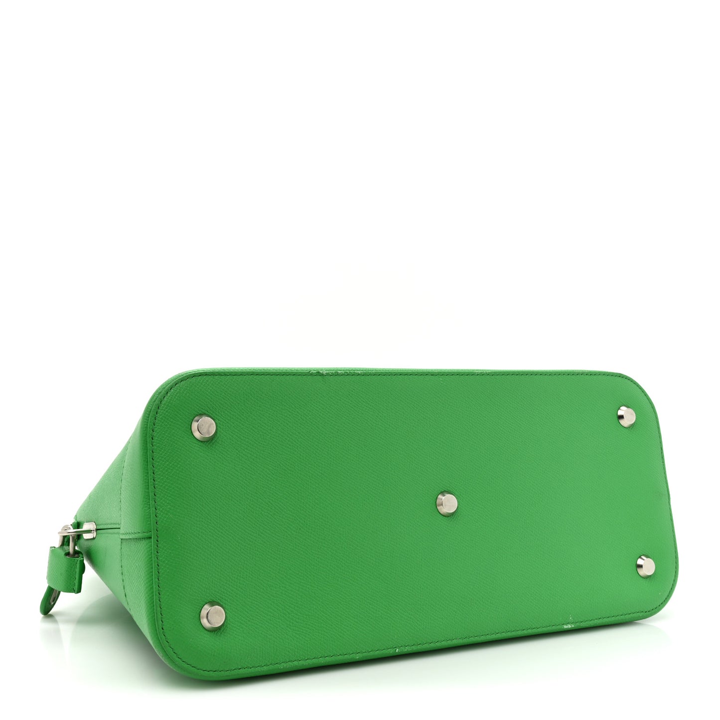 Signature Grained Calfskin Logo M Ville Top Handle Bag Green