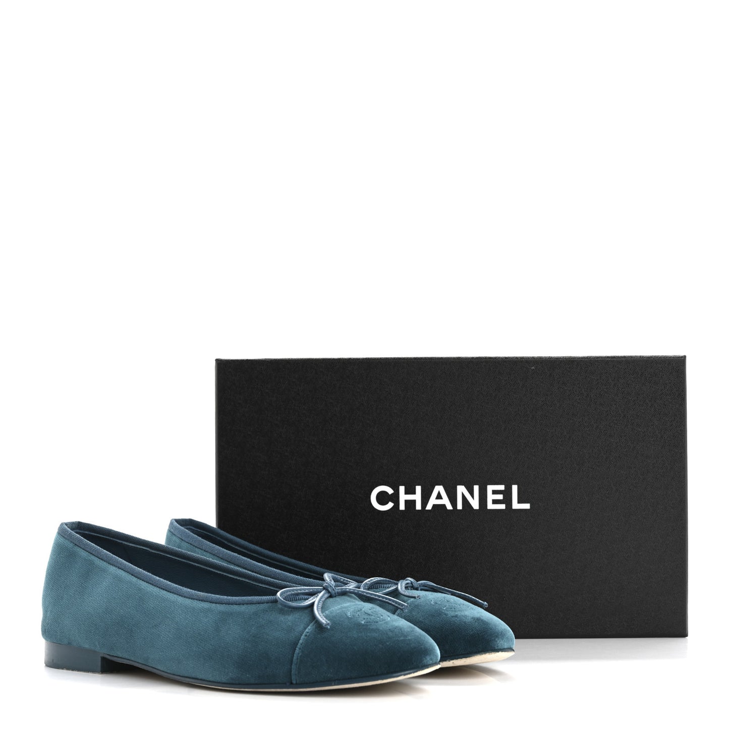 Velvet Cap Toe Ballerina Flats 39.5 Blue