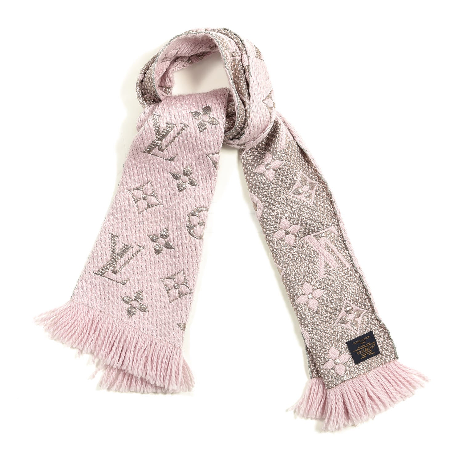 Louis Vuitton Wool Silk Logomania Shine Scarf Pink 1 of 3