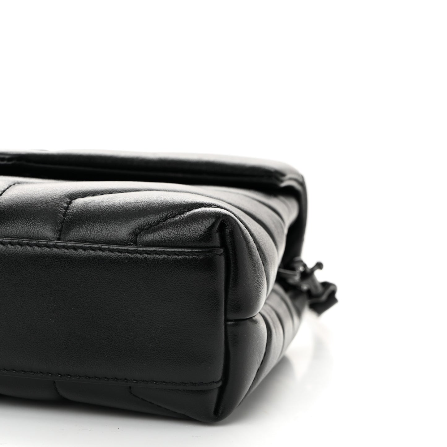Calfskin Y Quilted Monogram Monochrome Toy Loulou Crossbody Bag Black