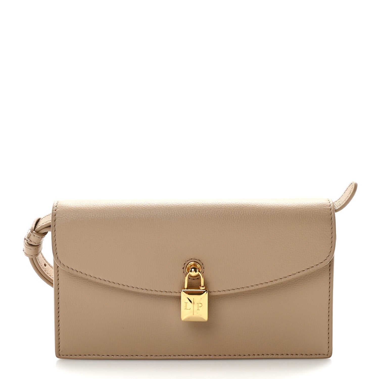 Loro Piana Grained Calfskin Extra Pochette Light Mastic Sun Gold