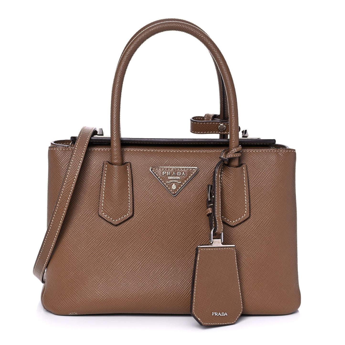 Saffiano Cuir Small Twin Tote Cannella Cocco