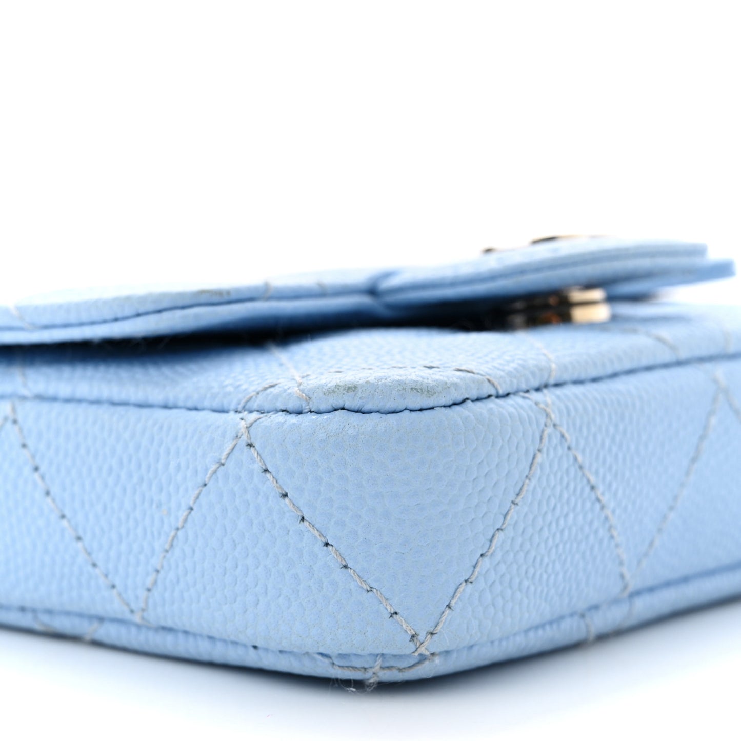 Caviar Quilted Mini Chain Belt Bag Light Blue