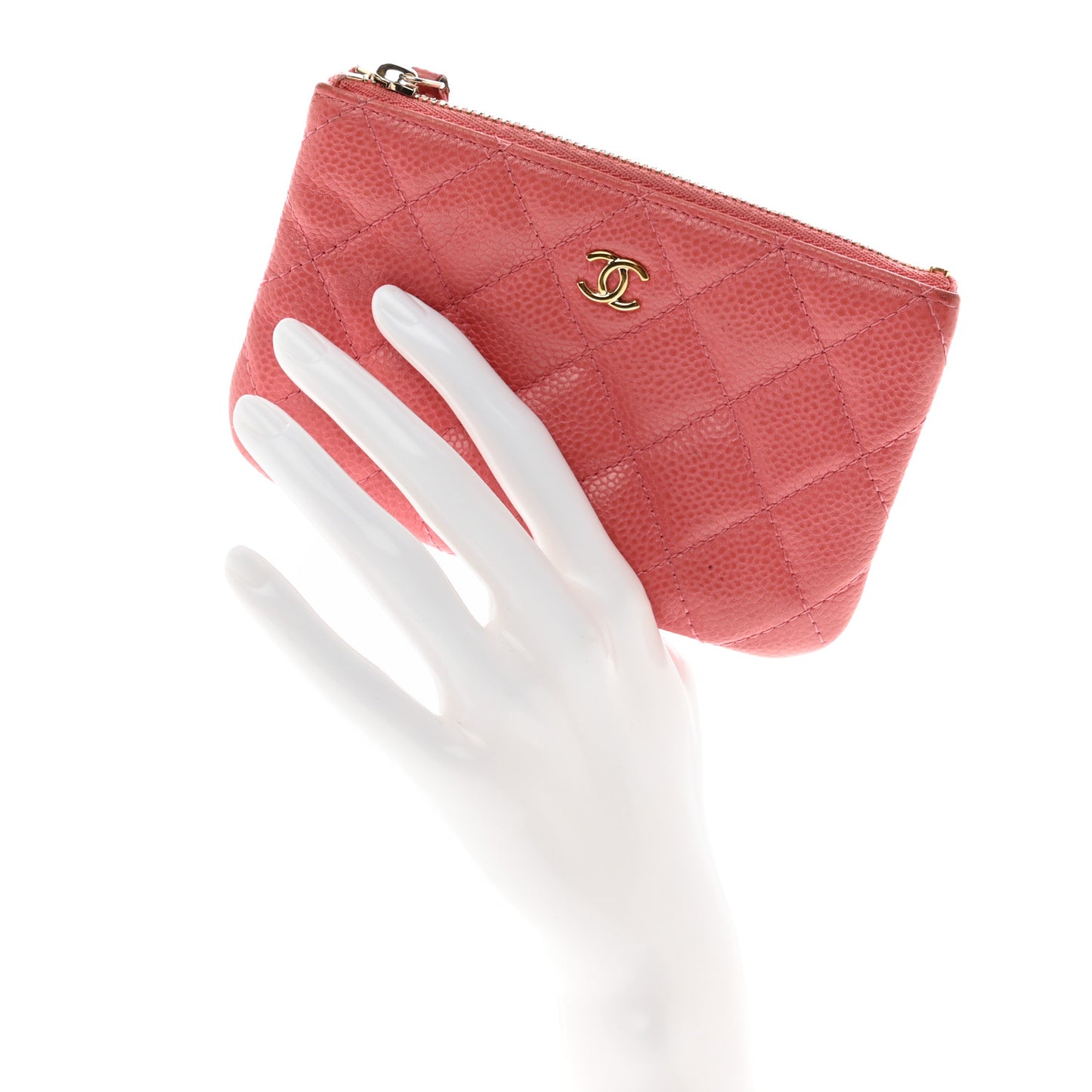 Caviar Quilted Small Cosmetic Case Pink