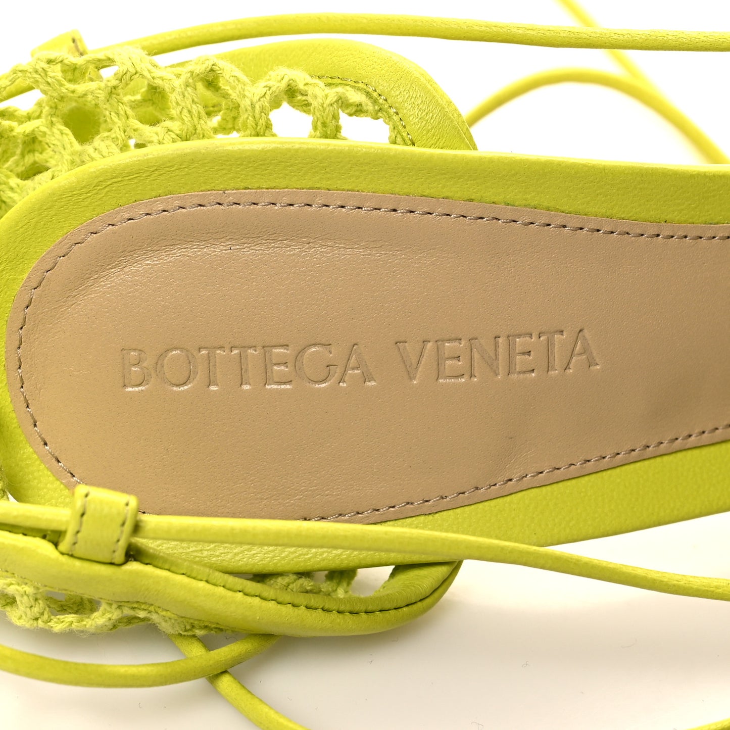 Mesh Nappa Stretch Ankle Tie Sandals 39 Kiwi