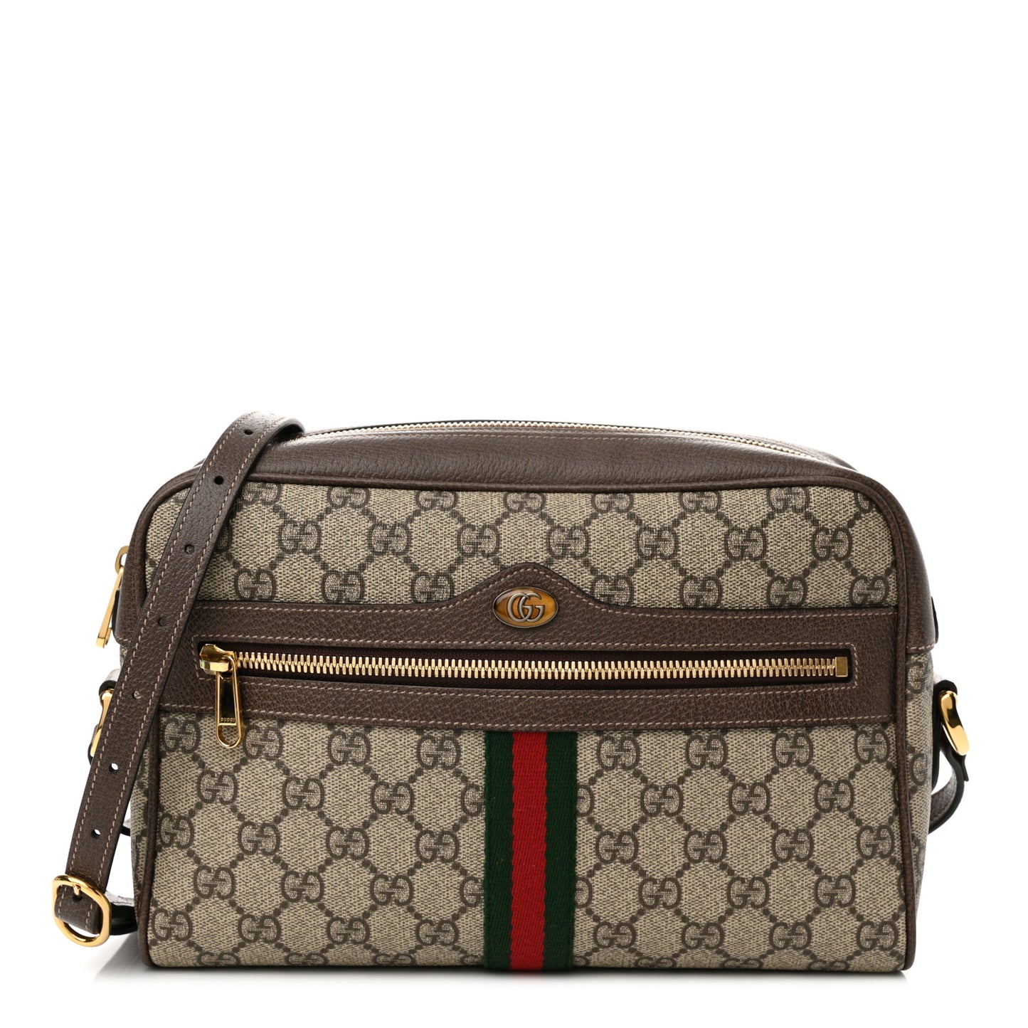 GG Supreme Monogram Web Small Ophidia Shoulder Bag Brown