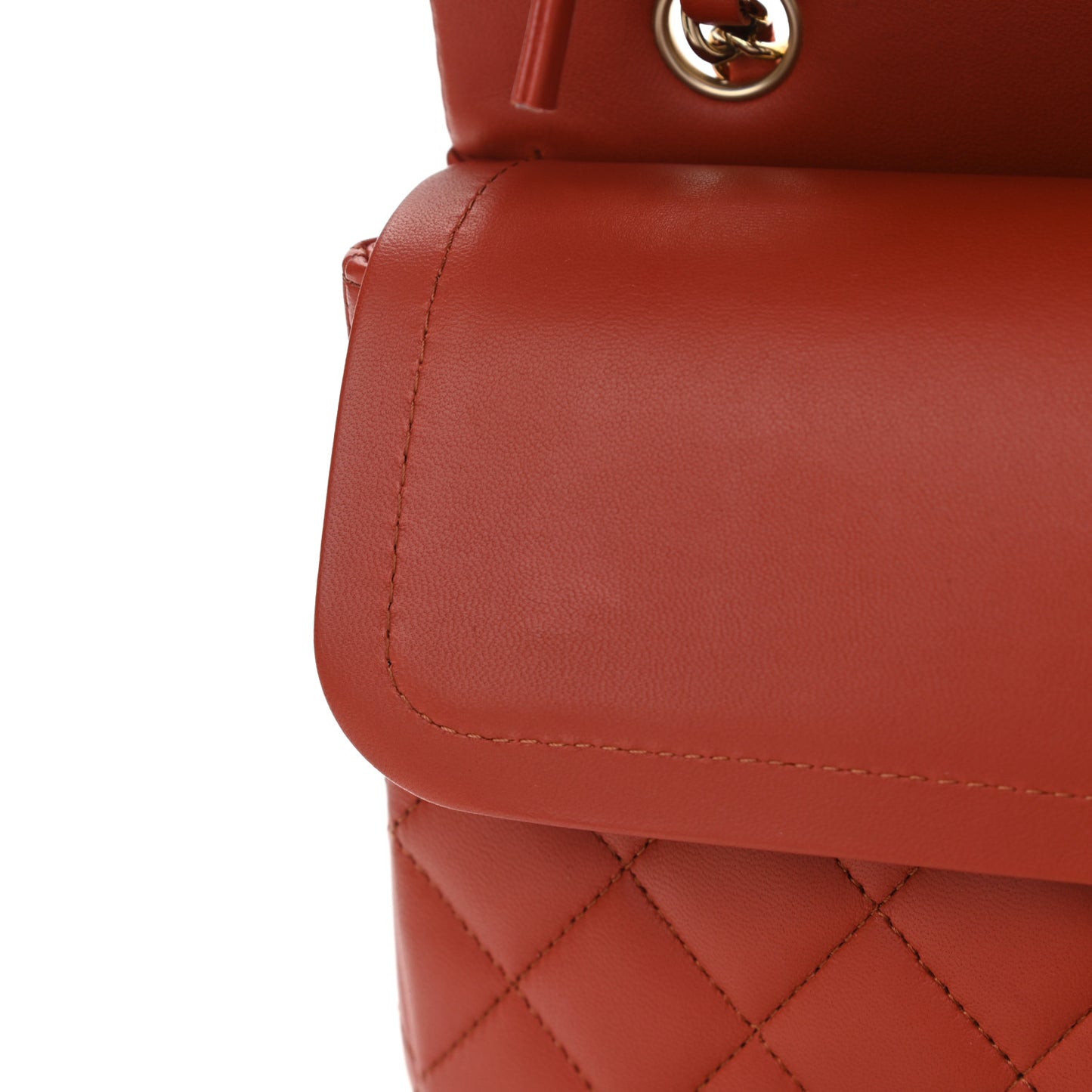 Lambskin Quilted Medium Double Flap Brown