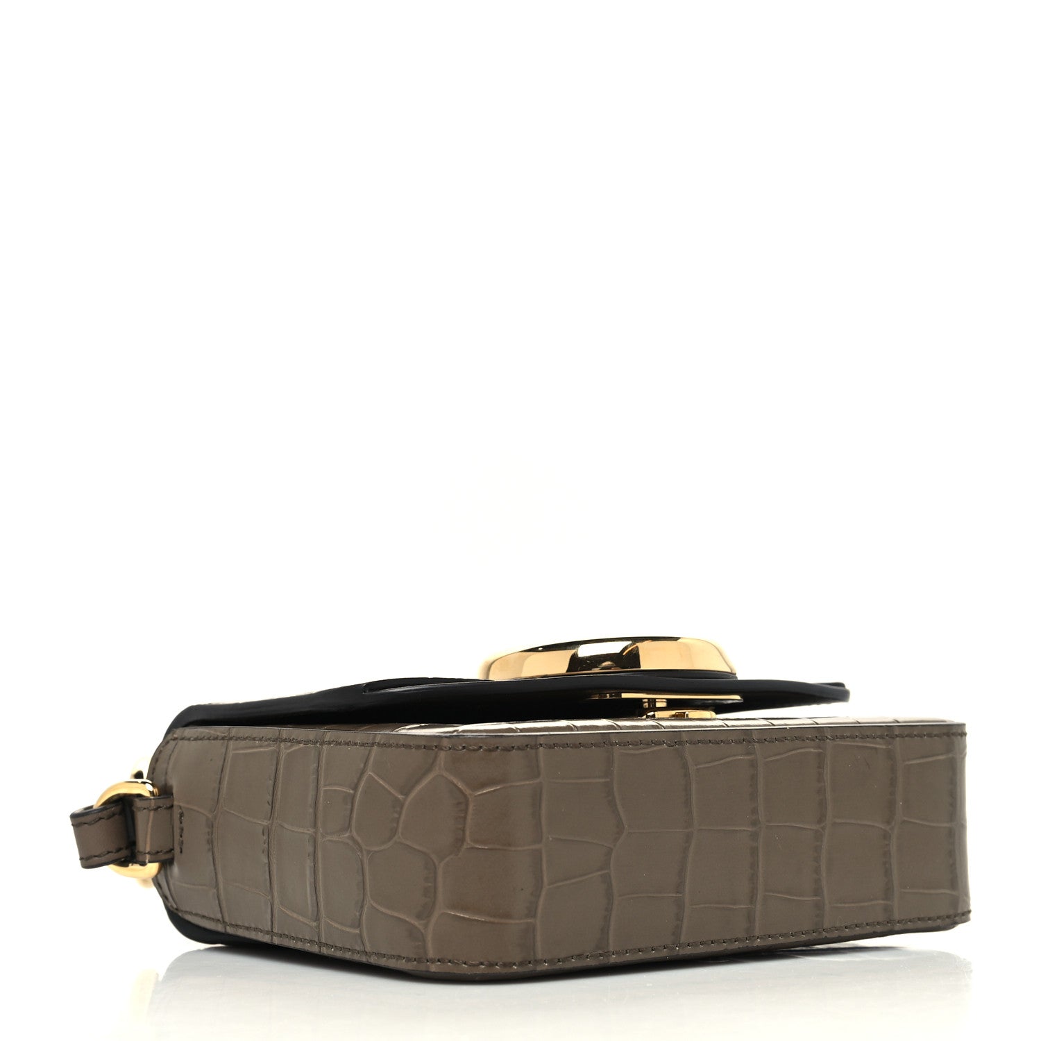 Chloe Calfskin Crocodile Embossed Mini C Double Carry Army Green 4 of 12
