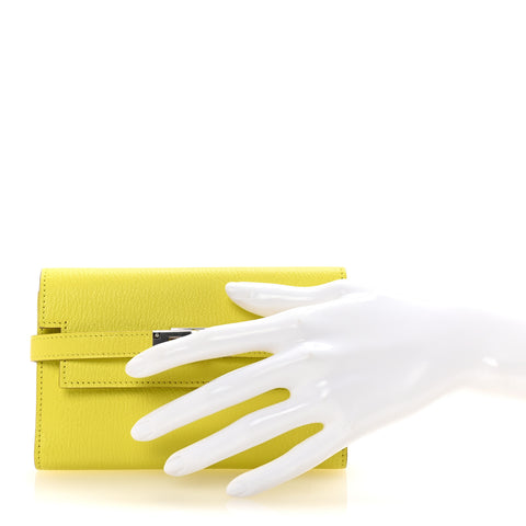 Chevre Mysore Medium Kelly Wallet Lime