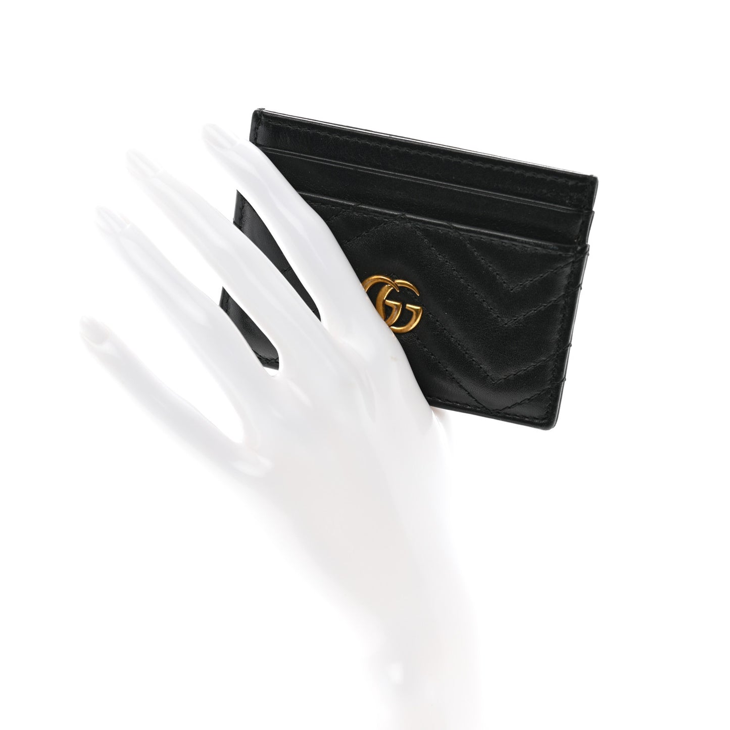 Calfskin Matelasse GG Marmont Card Holder Black