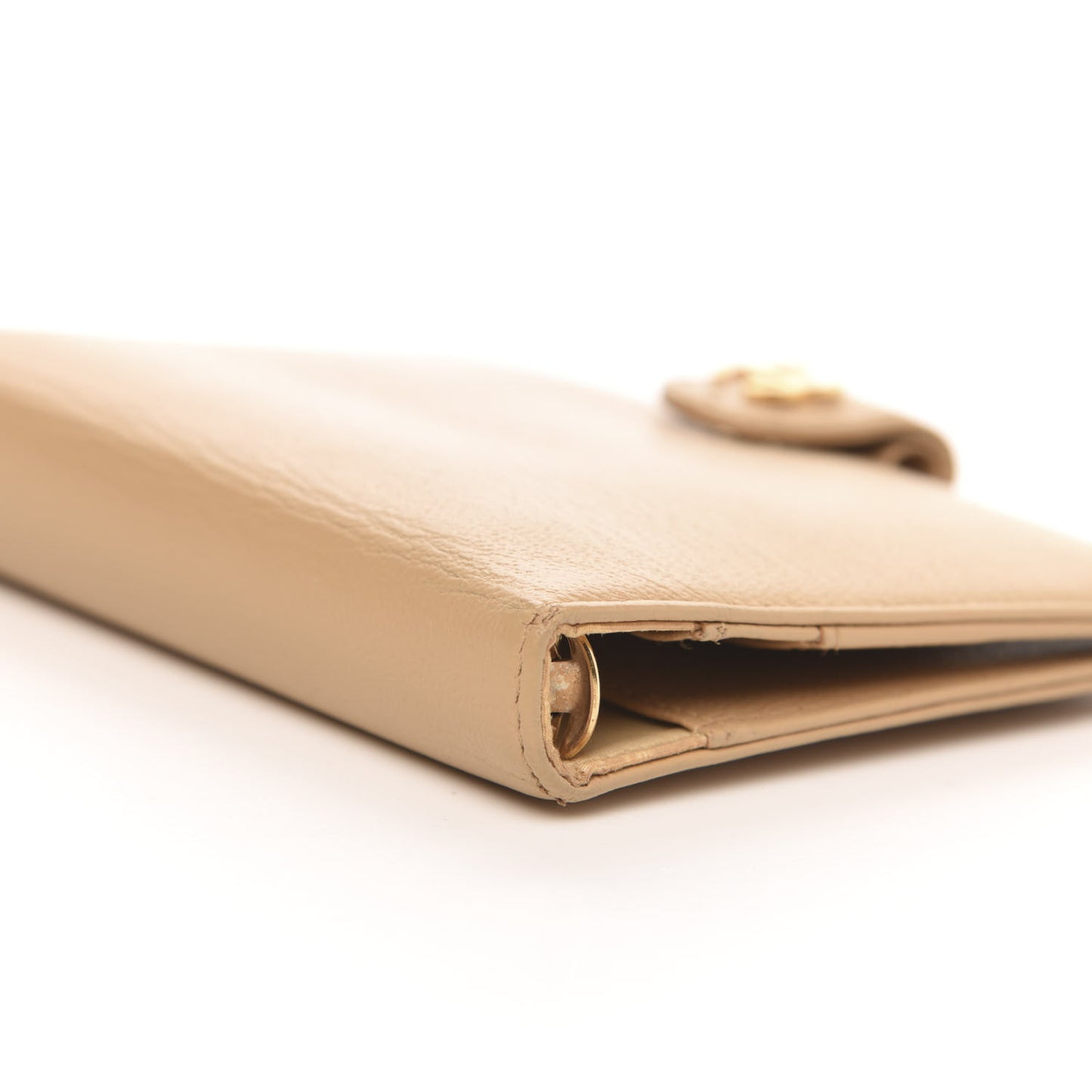 Goatskin Small Ring Agenda Planner Beige