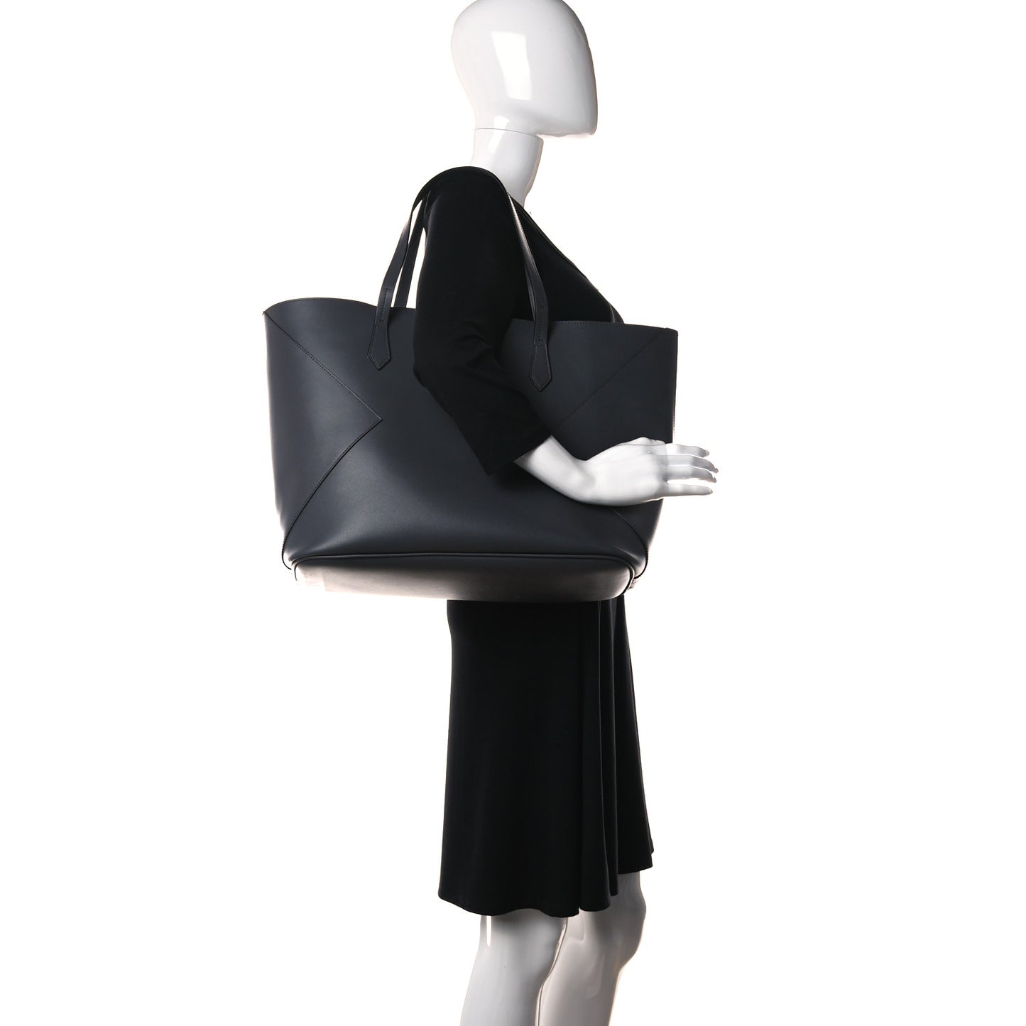 Smooth Calfskin Wing Shopper Tote Grey White