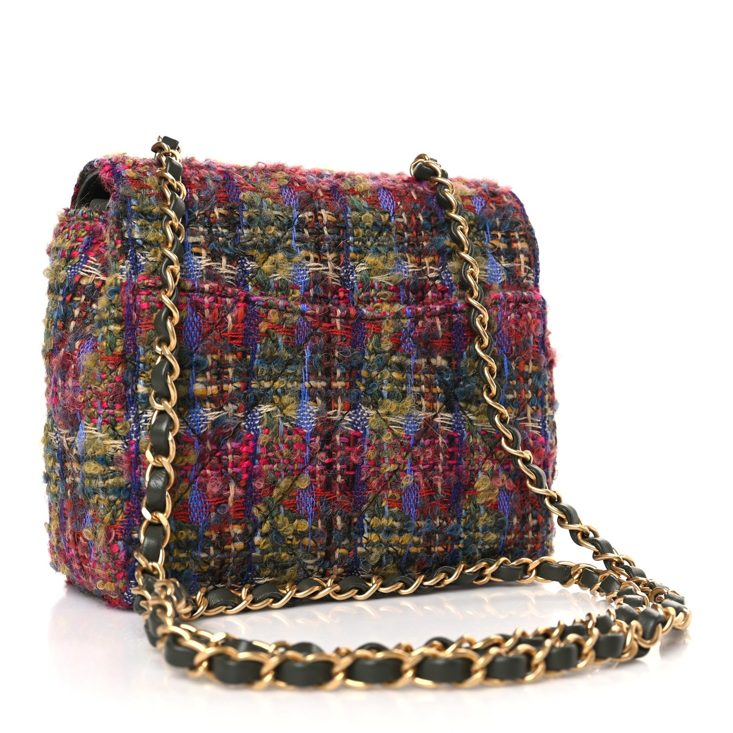 Tweed Quilted Mini Square Flap Multicolor