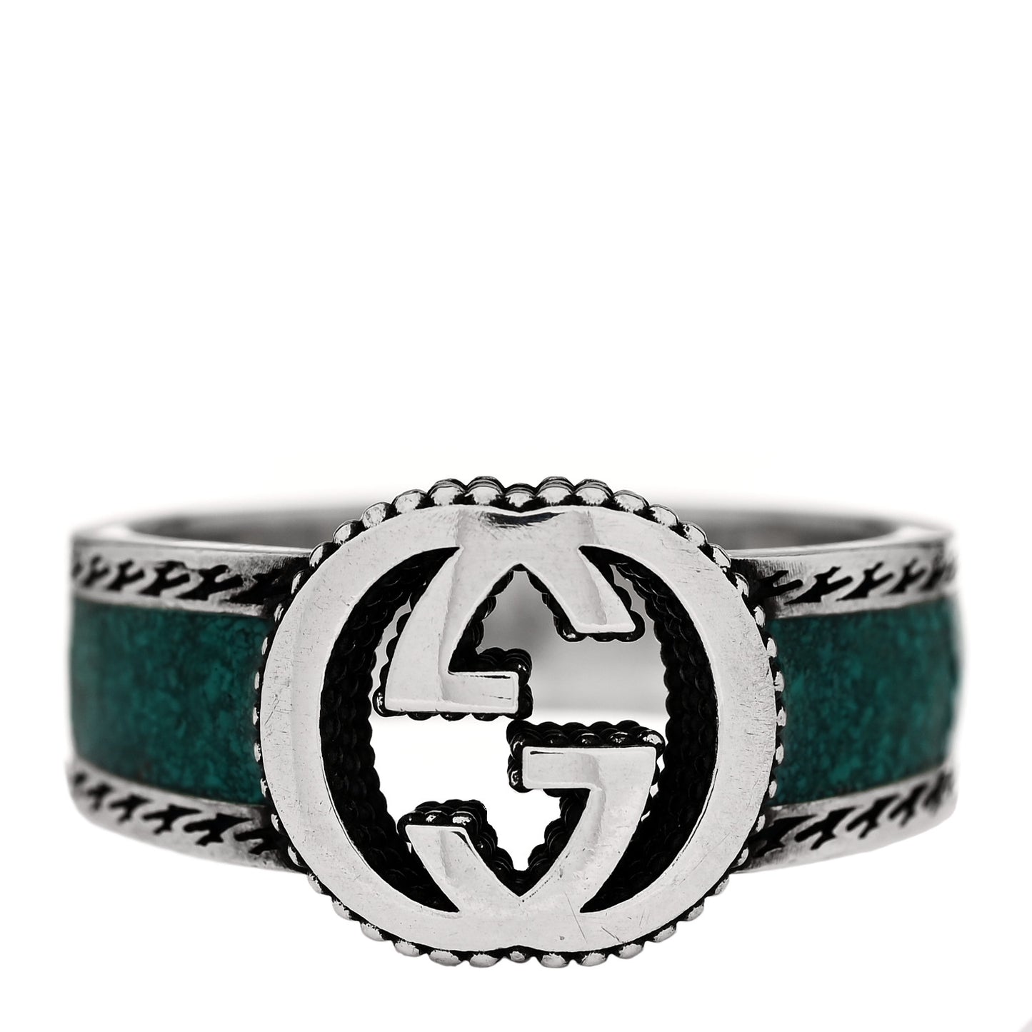 Sterling Silver Resin Interlocking G Band Ring 64 10.75 Turquoise