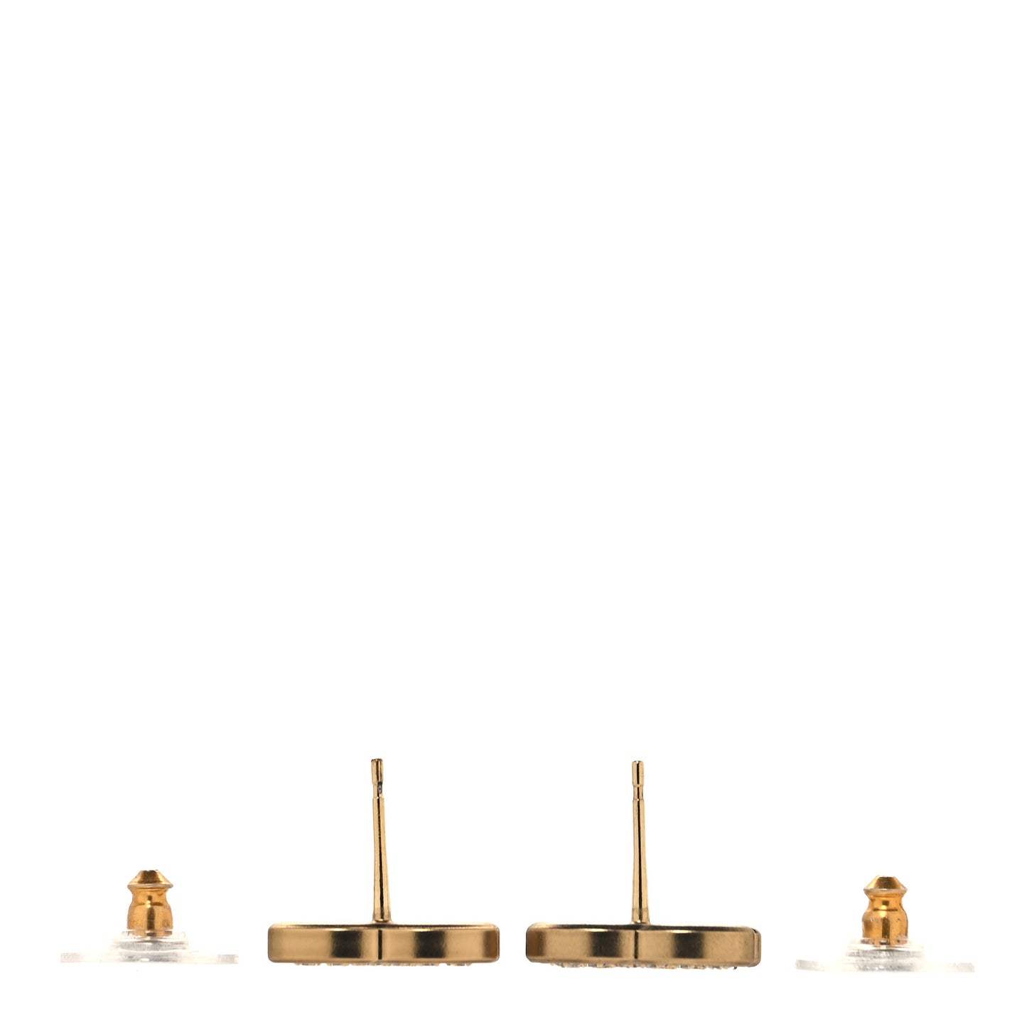 Matte Metal Crystal CC Earrings Gold