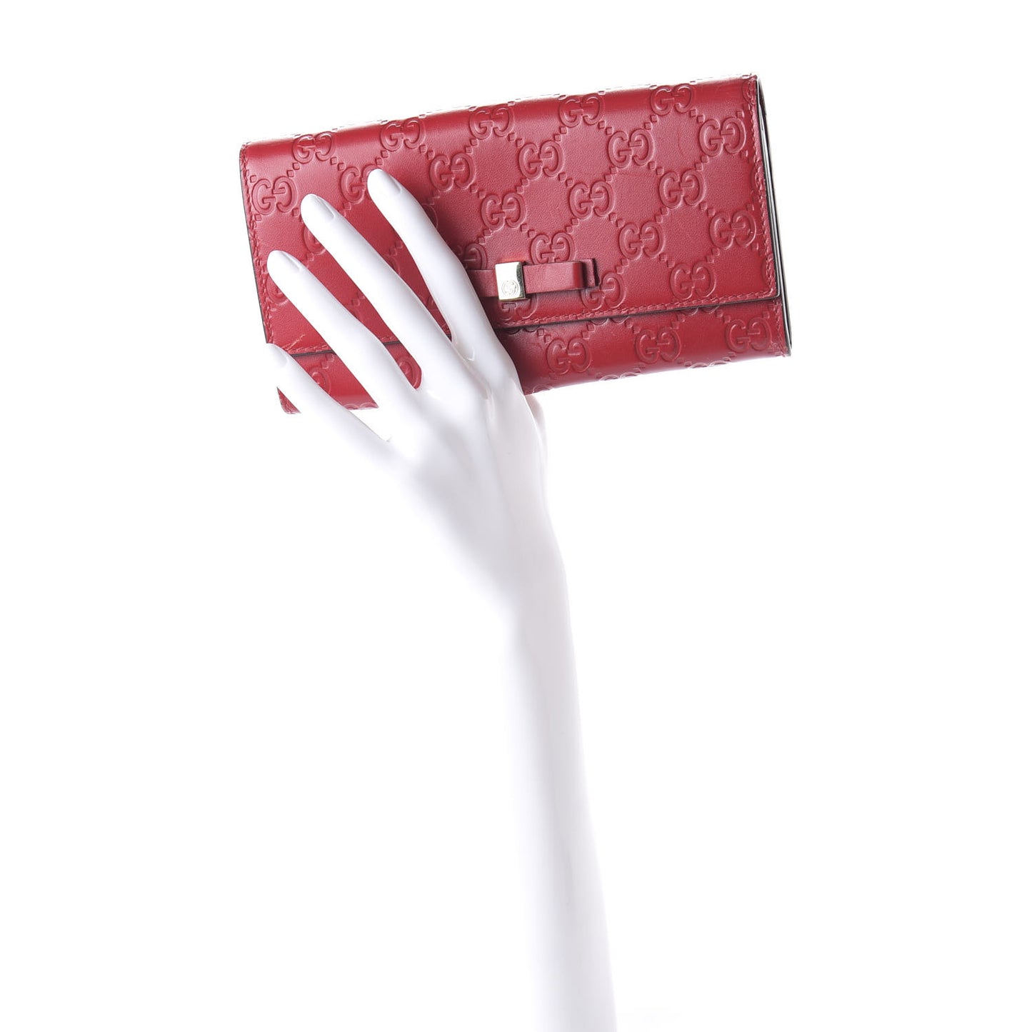 Guccissima Bow Continental Wallet Hibiscus Red