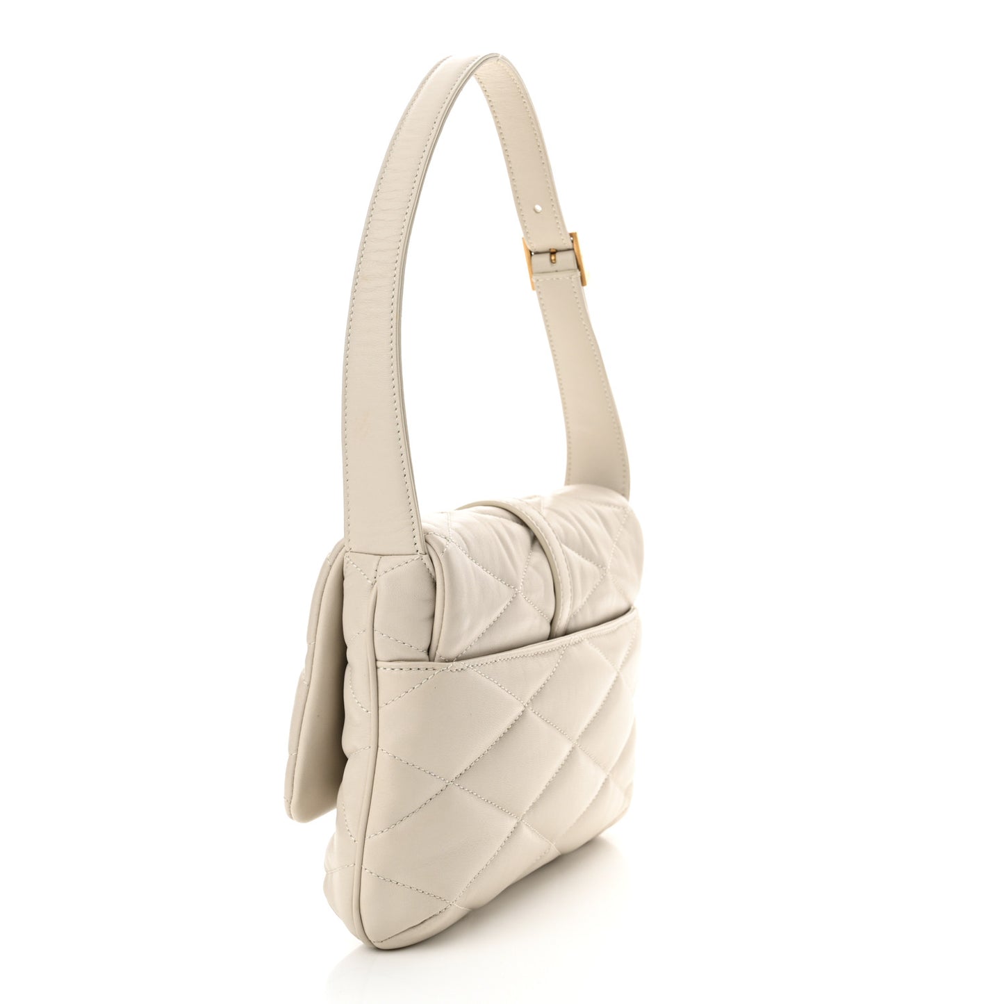 Lambskin Quilted Le 57 Diamond Shoulder Bag Crema Soft