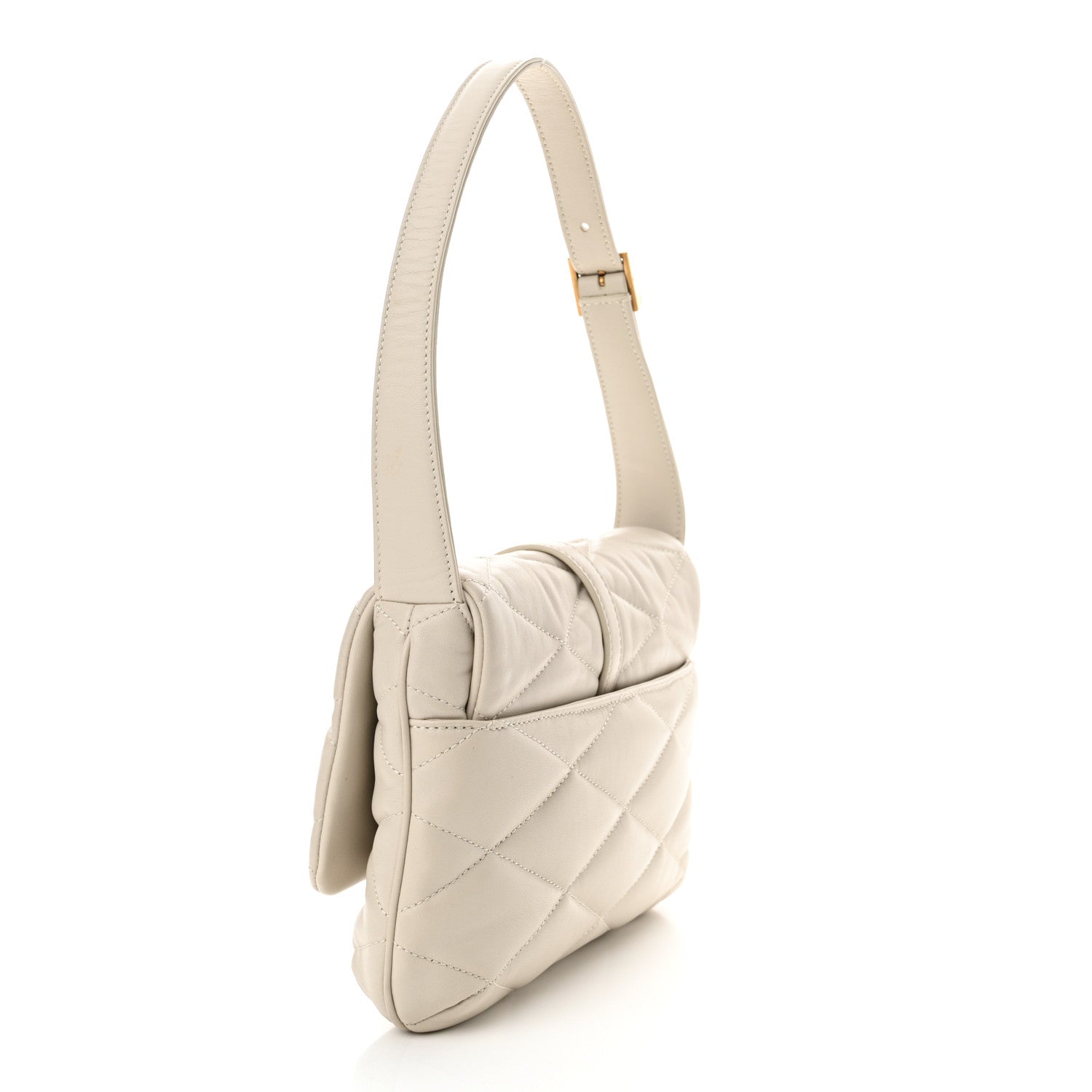 Saint Laurent Lambskin Quilted Le 57 Diamond Shoulder Bag Crema Soft 3 of 12