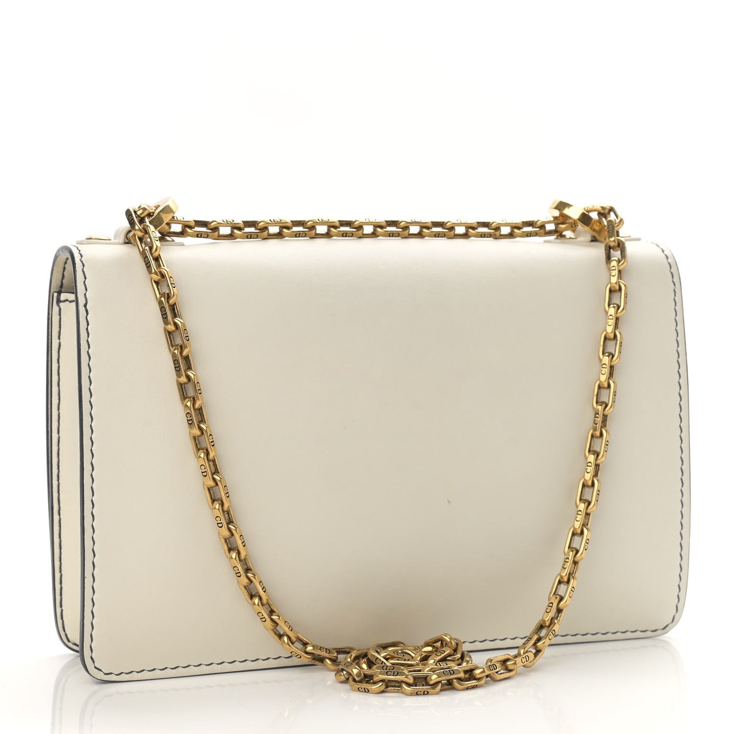 Calfskin J'Adior Chain Flap Bag Off White