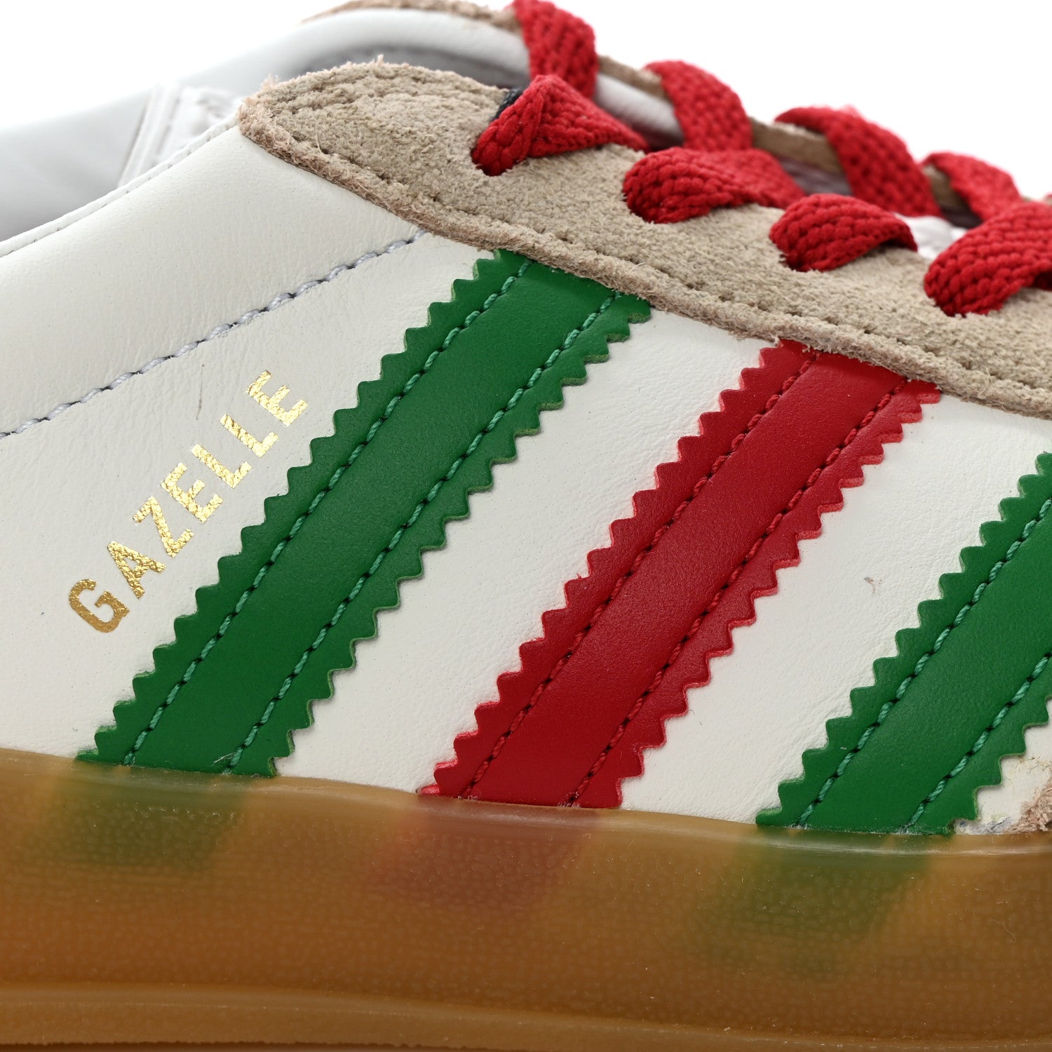 Gucci X ADIDAS Suede Madeira Demetra Womens Gazelle Sneakers 5.5 Oatmeal White New Shamarock Hibiscus Red 12 of 12