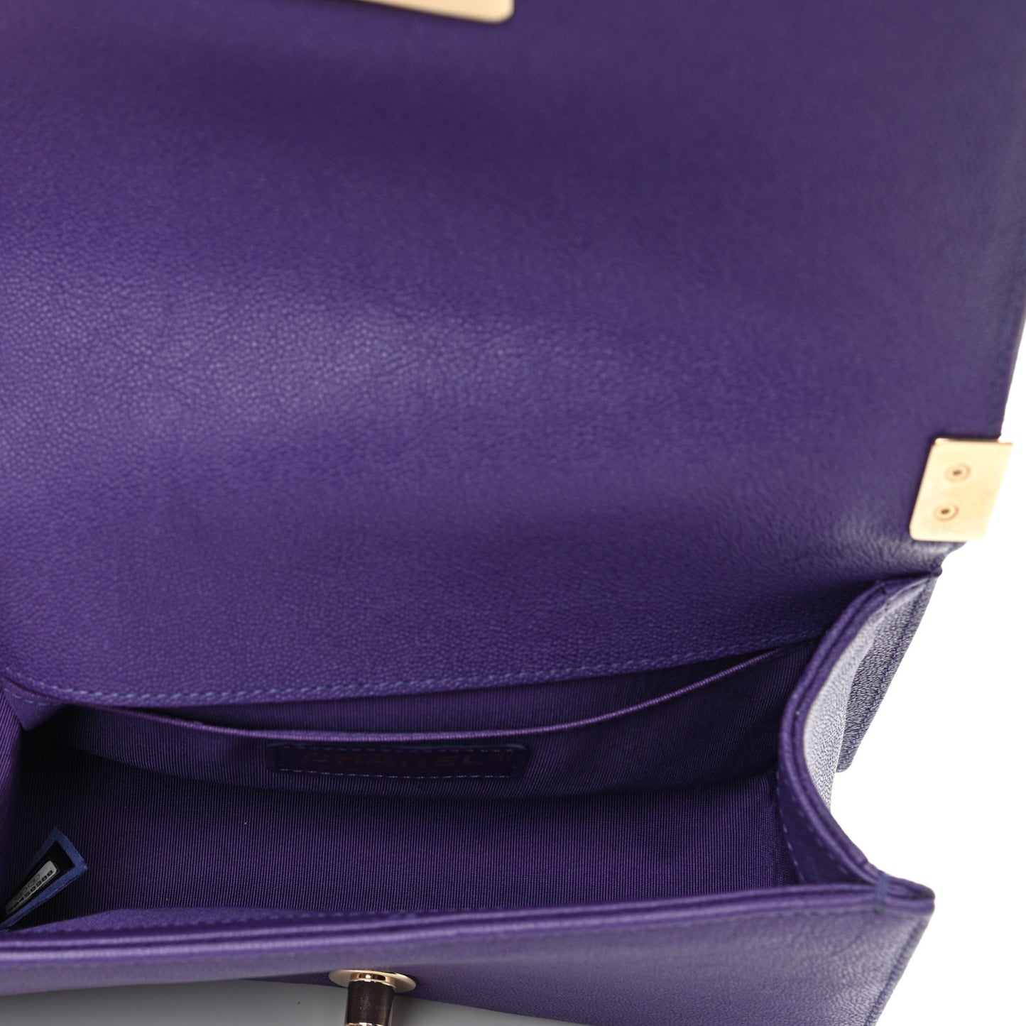 Caviar Chevron Quilted Small Boy Flap Purple