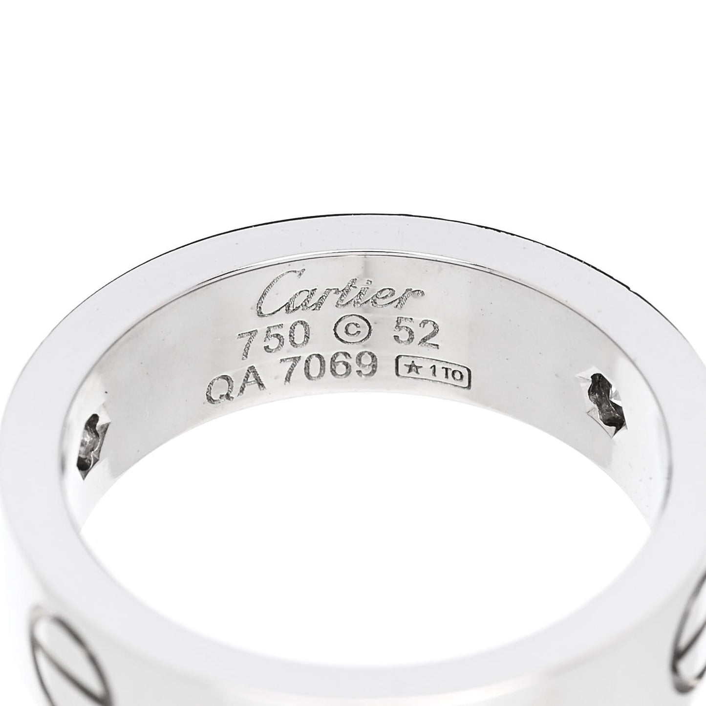 18K White Gold 3 Diamond 5.5mm LOVE Ring 52 6