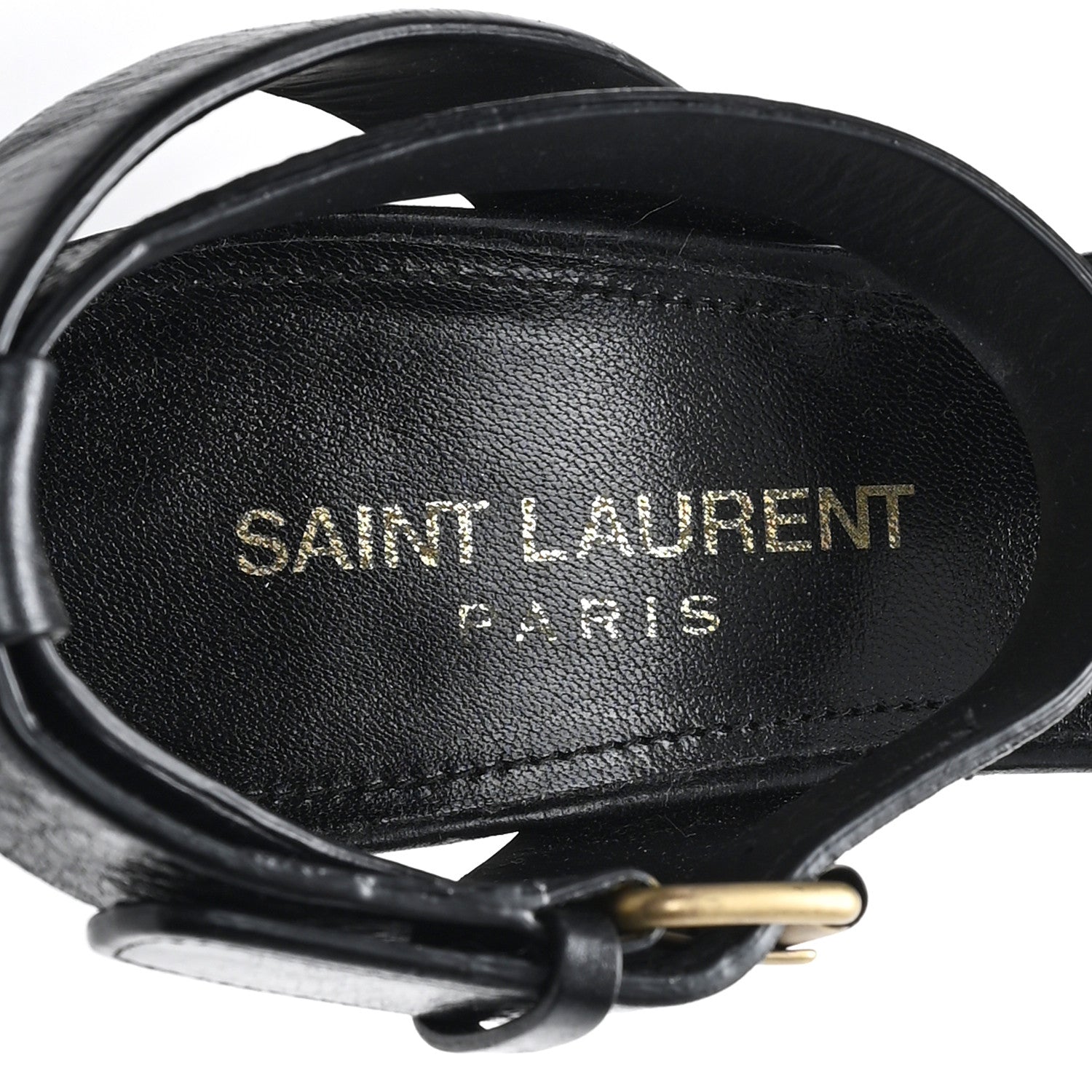 Saint Laurent Calfskin Oak 75 Sandals 35 Black 9 of 10