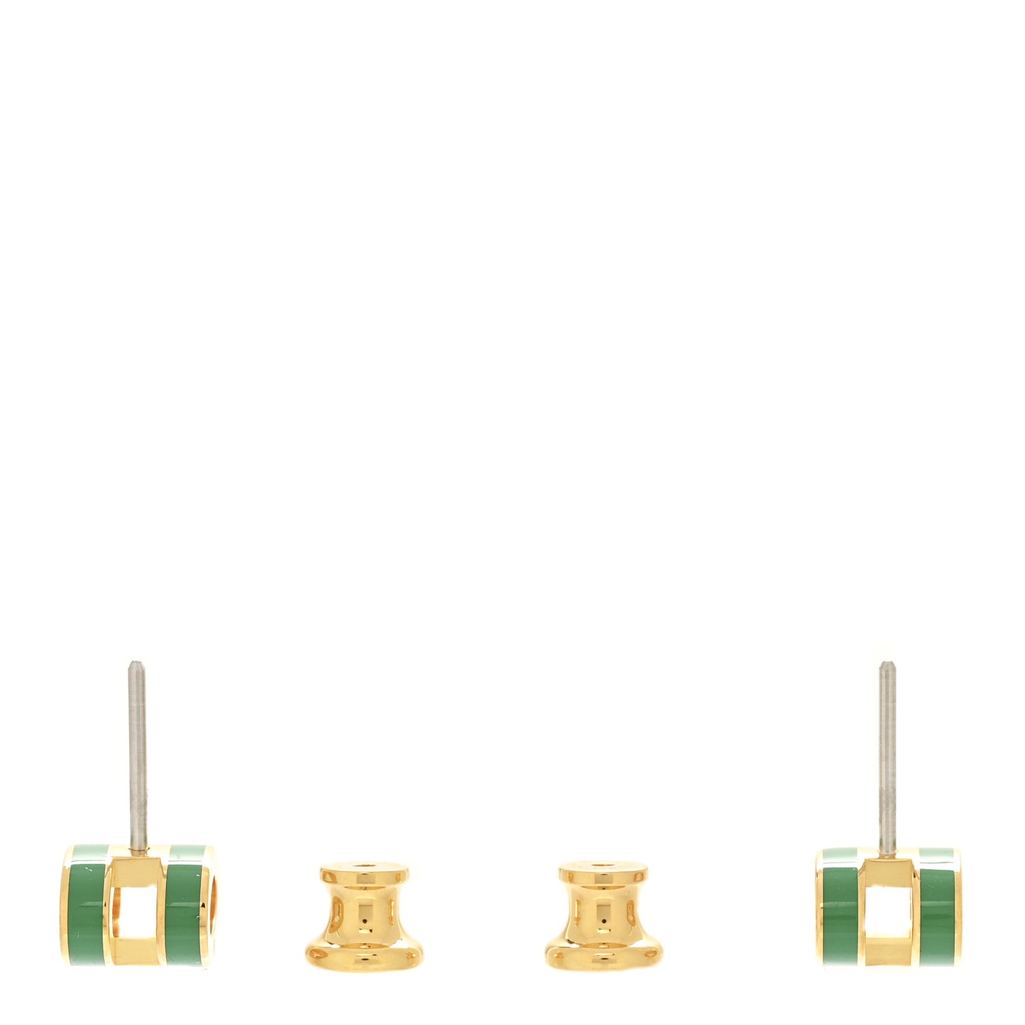 Gold Lacquered Mini Pop H Earrings Malachite