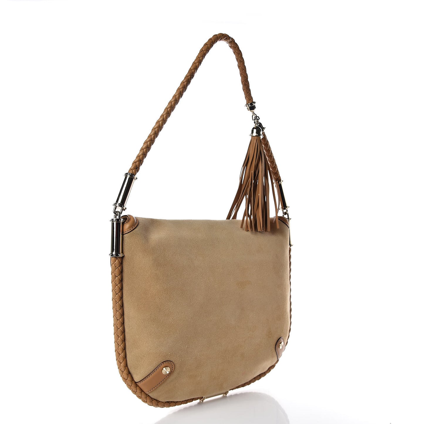 Suede Medium Britt Tassel Shoulder Bag Tan