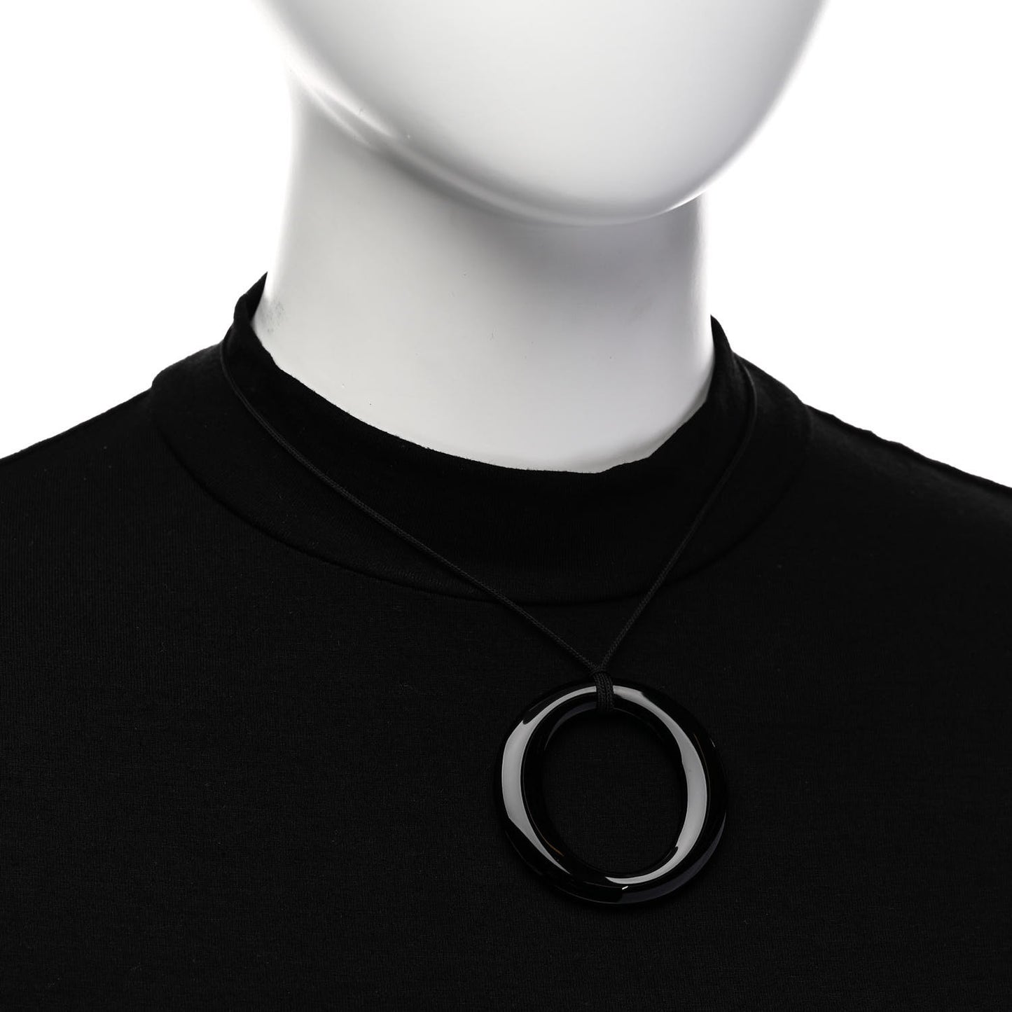Lacquer Hardwood Elsa Peretti Sevillana Pendant Cord Necklace Black