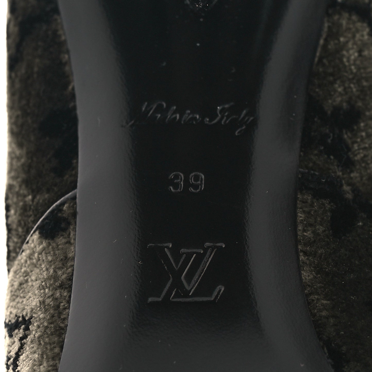 Velvet Monogram Silhouette Ankle Boots 39 Black Green