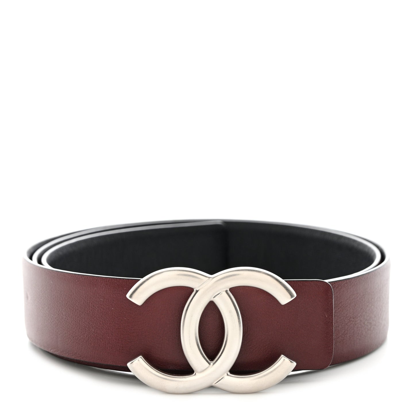 Calfskin CC Reversible Belt 85 34 Black Burgundy