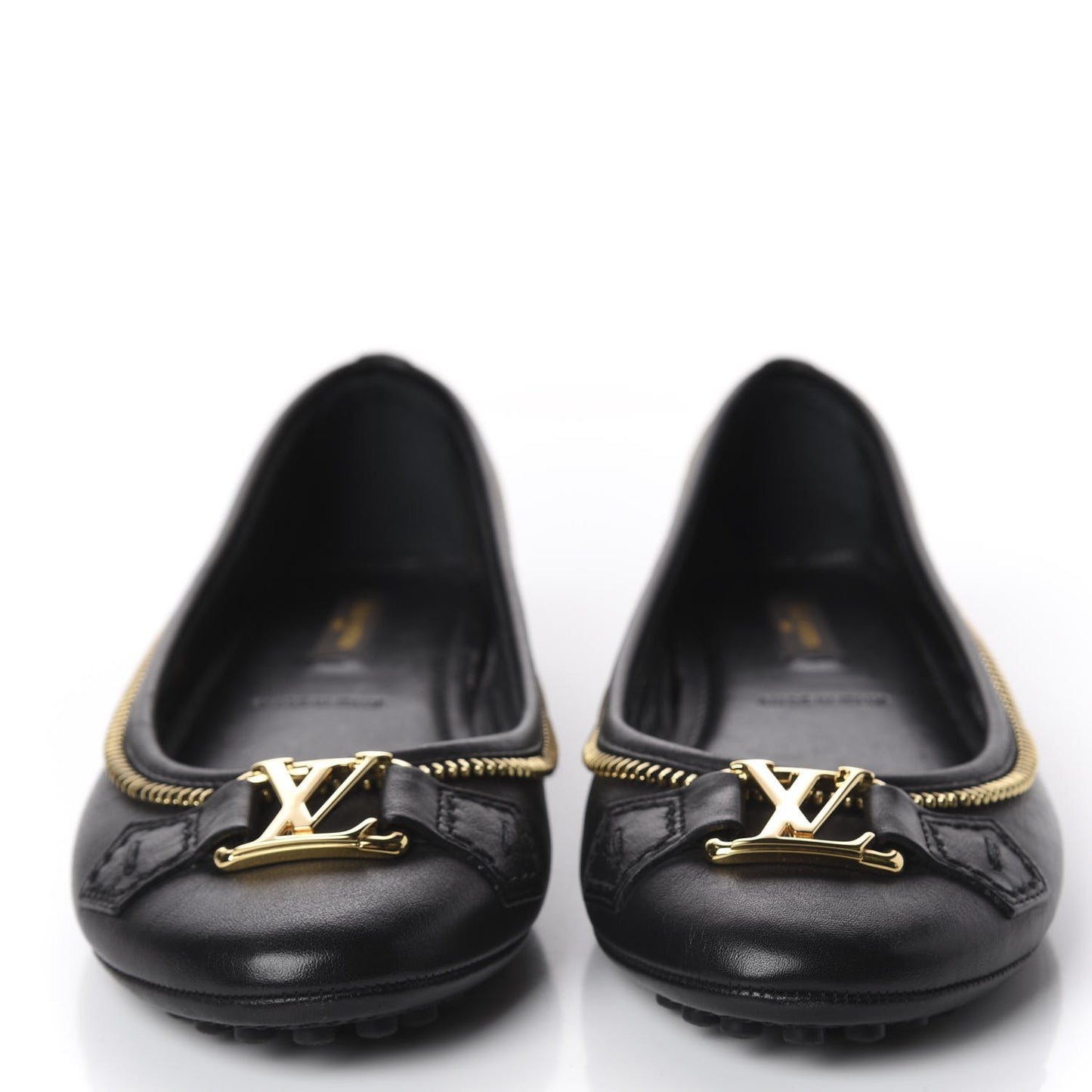 Calfskin Zip Oxford Ballerina Flats 35 Black