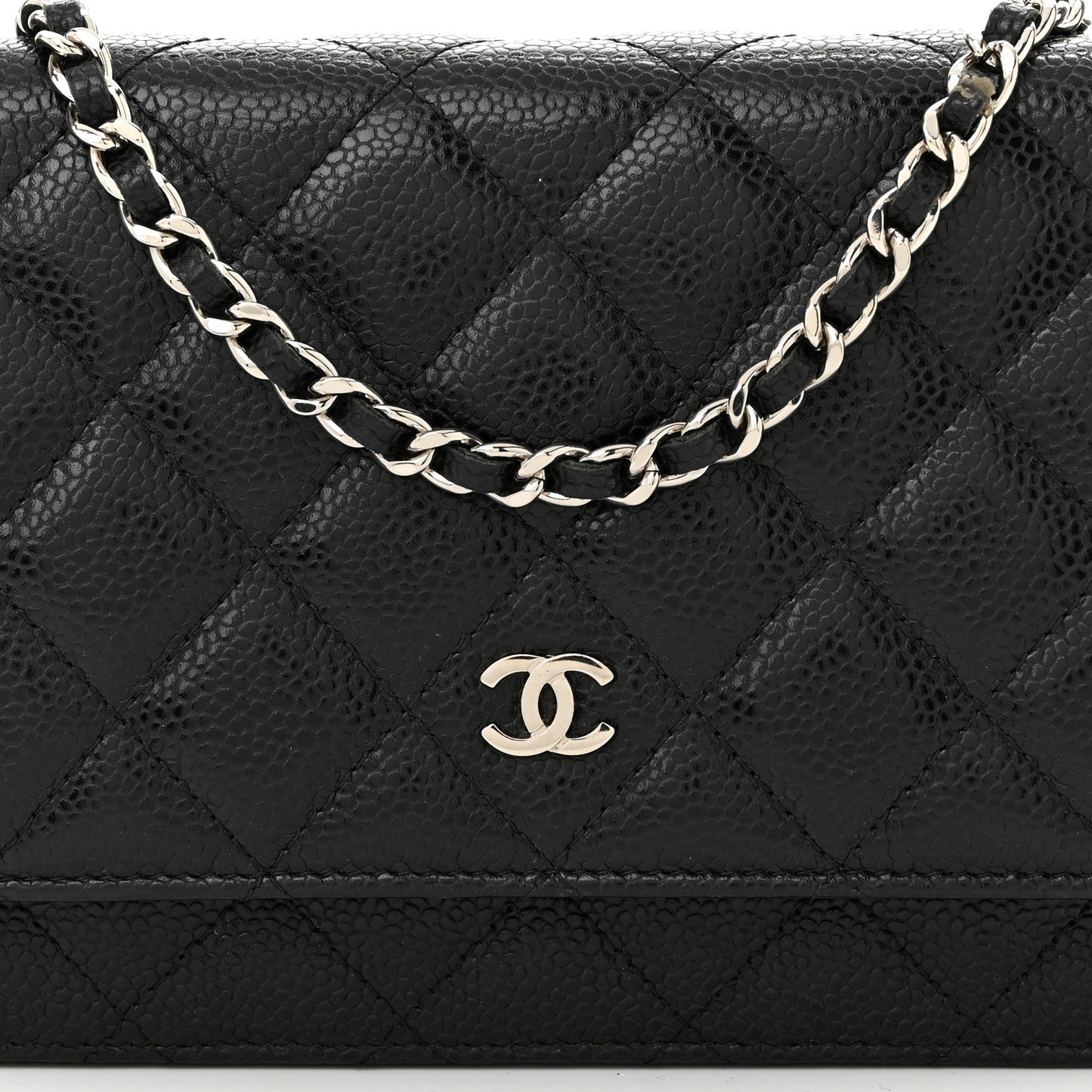 Caviar Quilted Wallet on Chain WOC Black