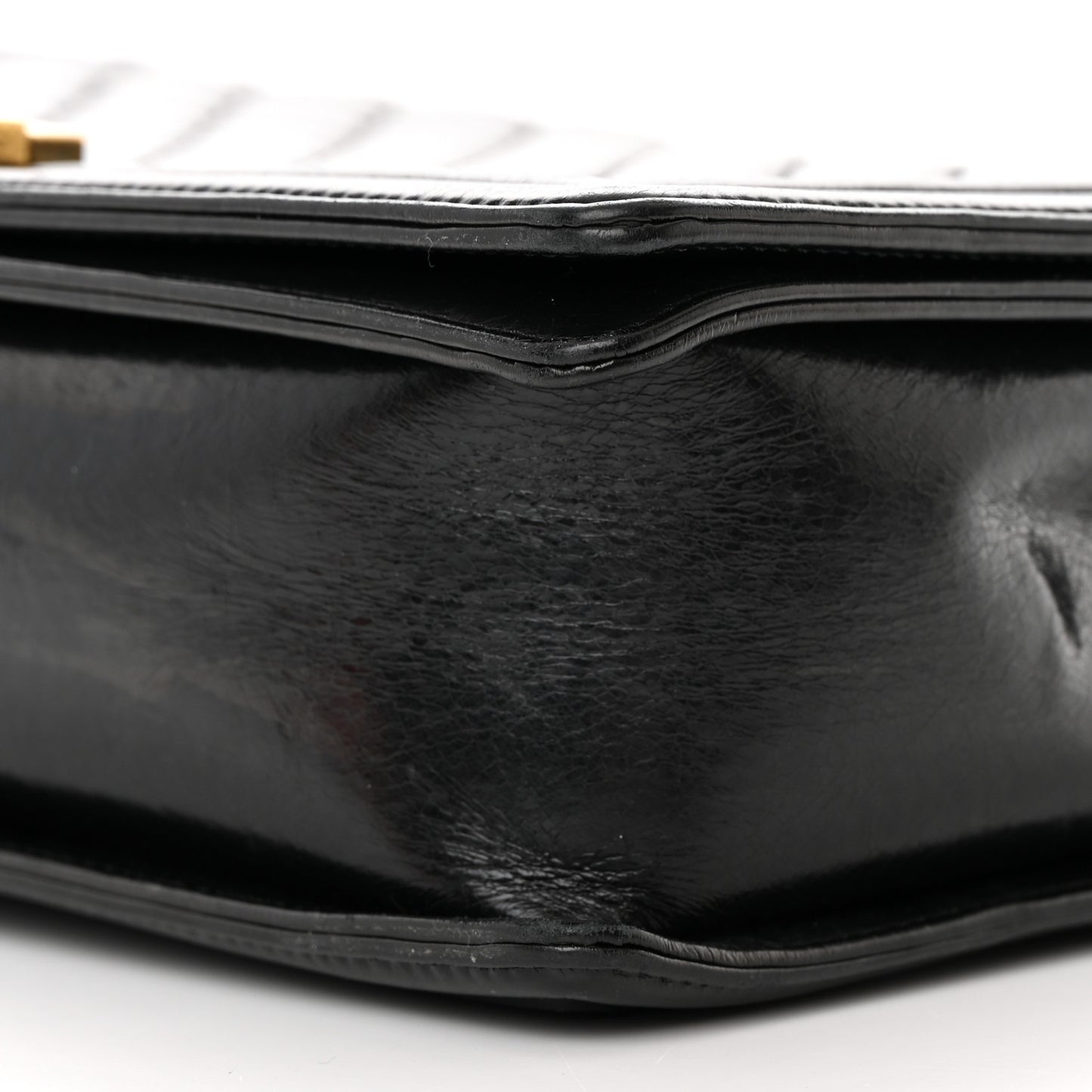 Glazed Calfskin Quilted Large Boy Flap Black