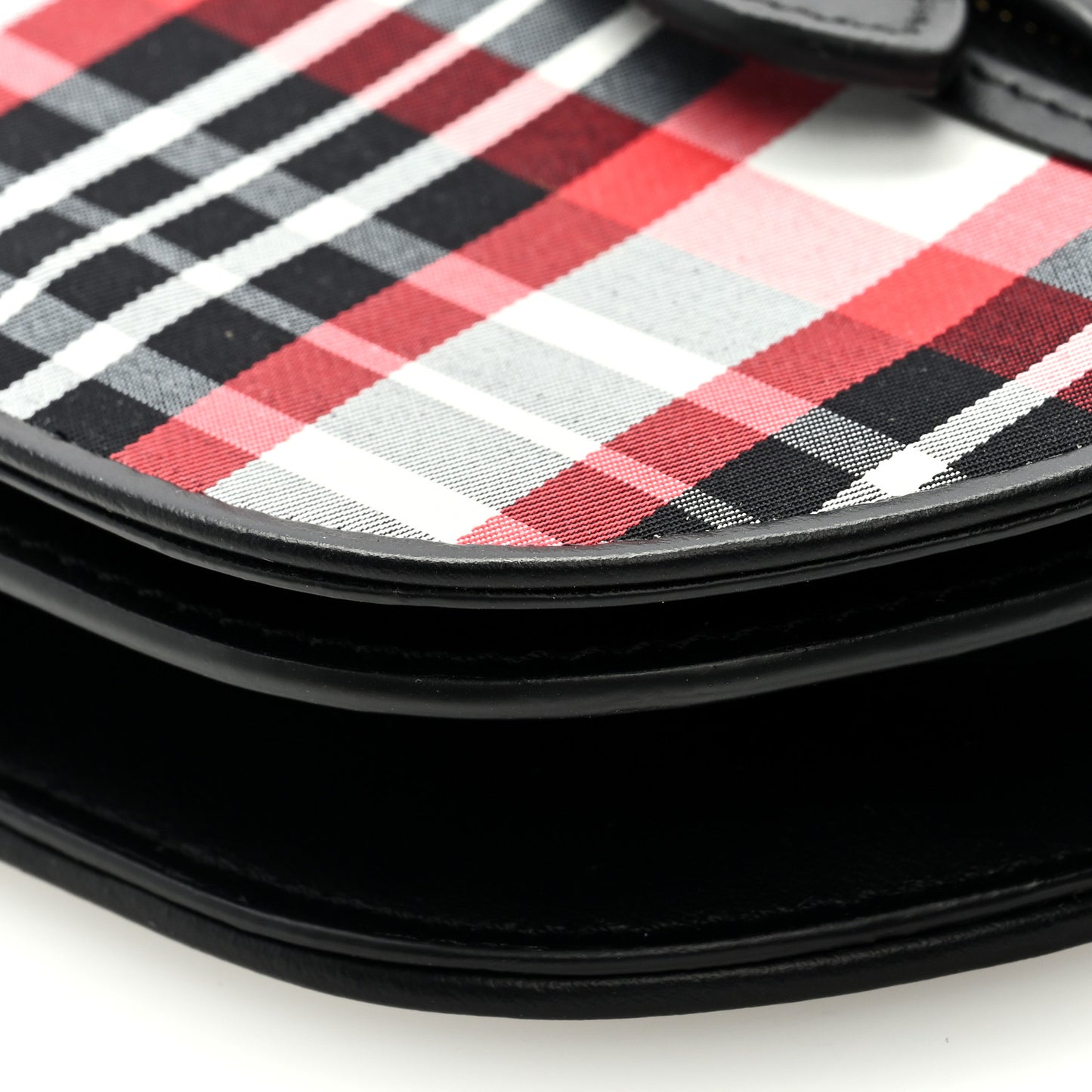 Calfskin Nylon Tartan Micro Olympia Card Case Bright Red
