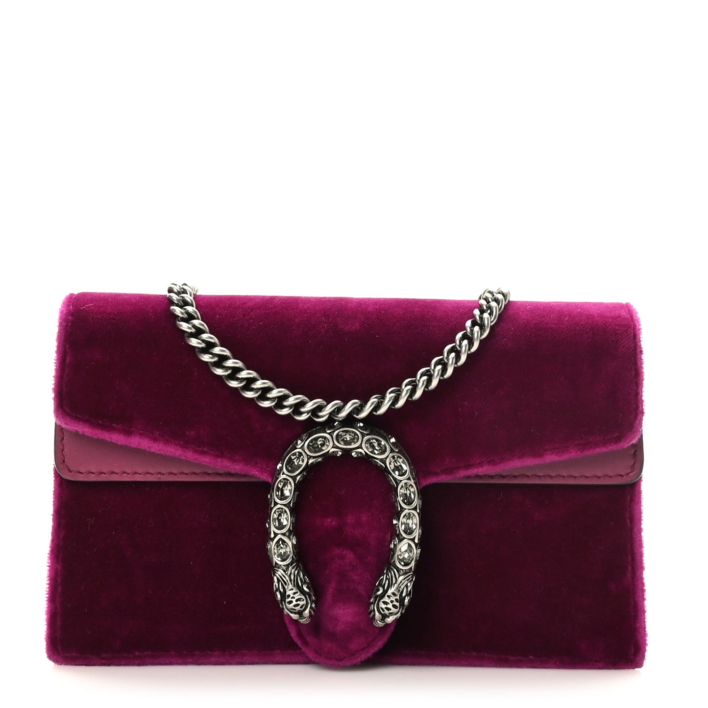 Velvet Super Mini Dionysus Shoulder Bag Fuchsia Violet Cyclamen