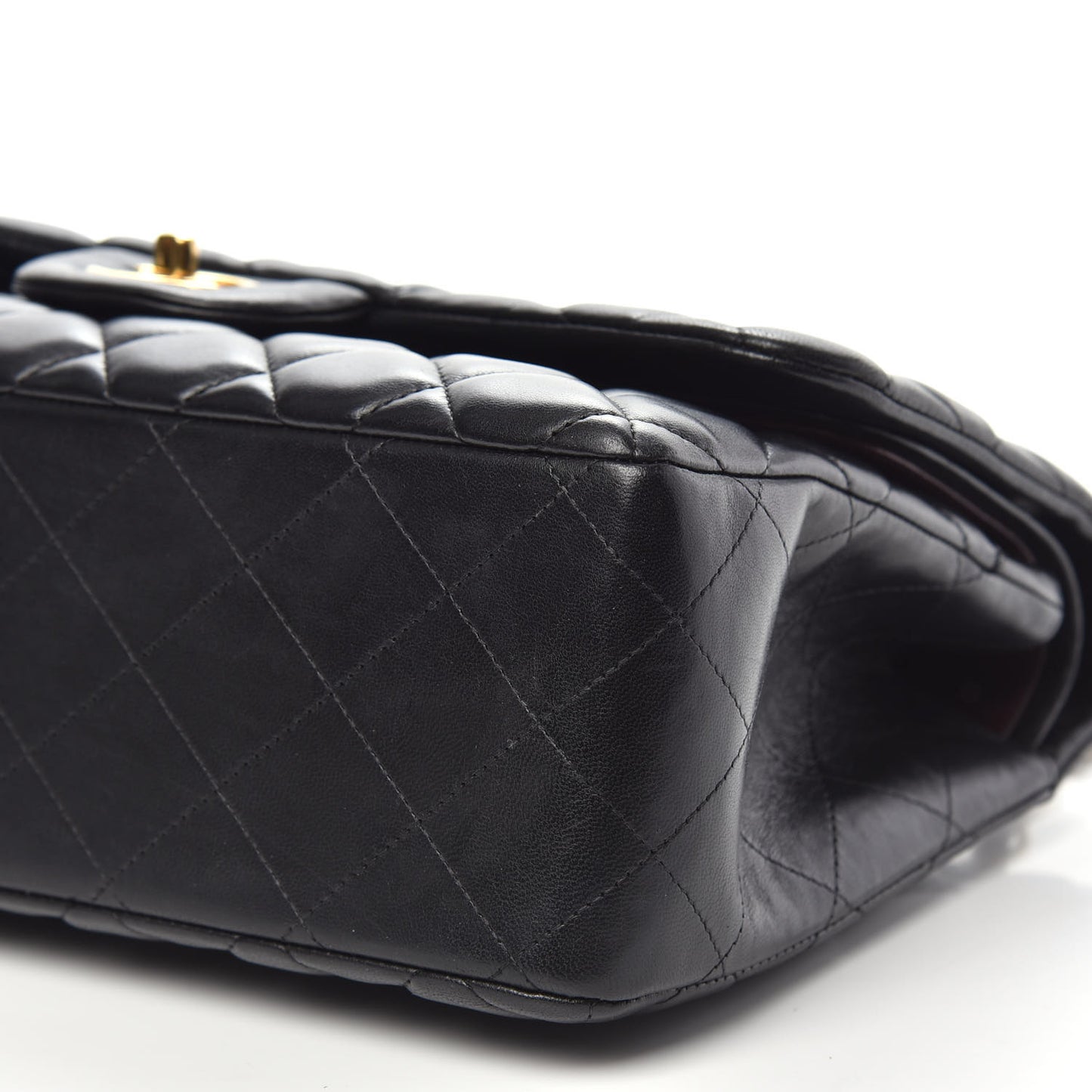 Lambskin Quilted Jumbo Double Flap Black