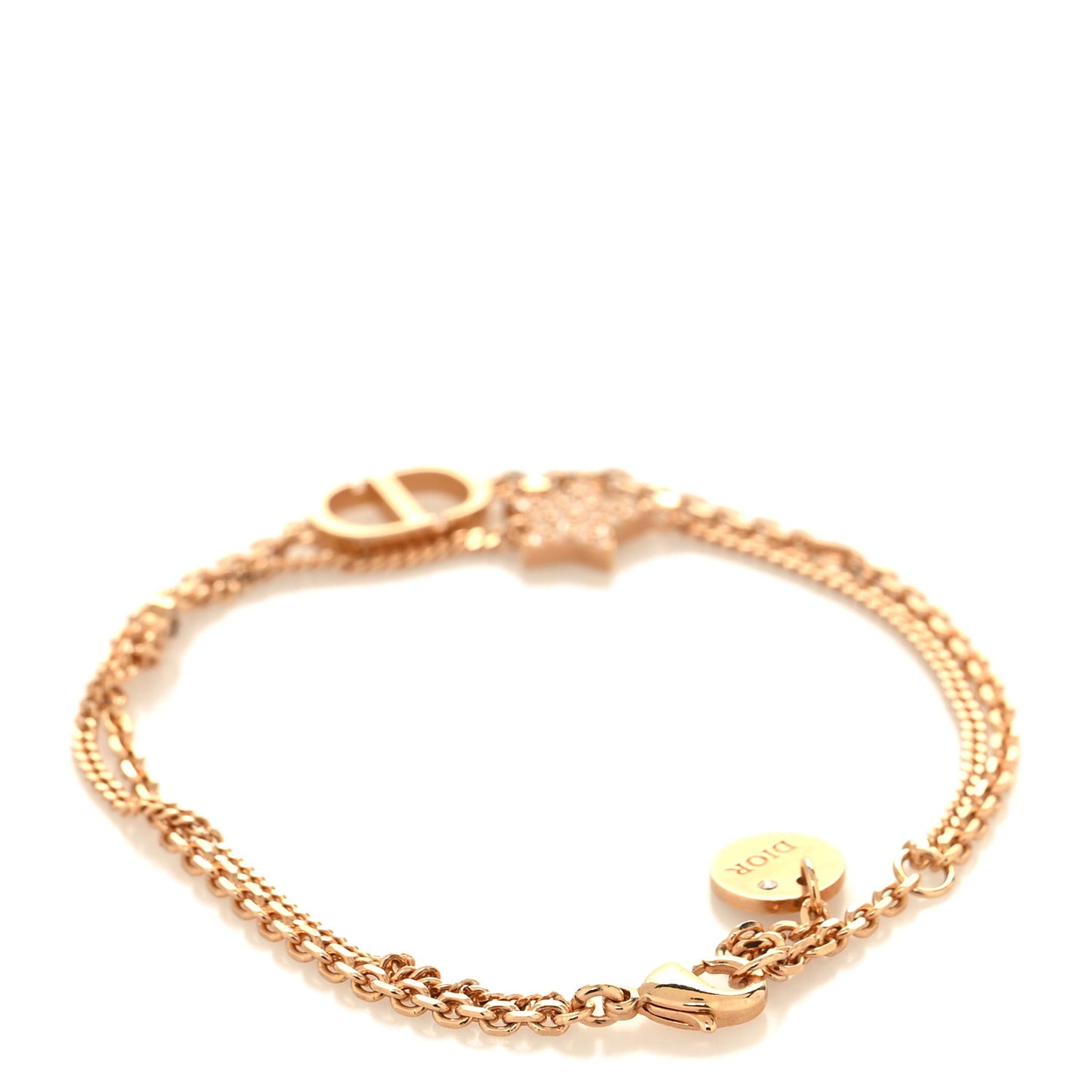 Crystal Metal Petit CD Double Bracelet Gold