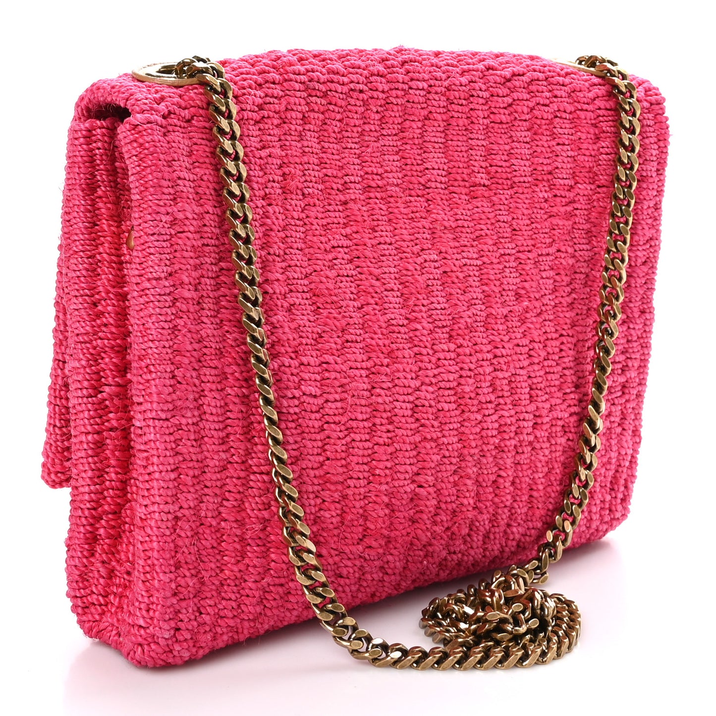 Raffia Medium Monogram Kate Satchel Pink Glow
